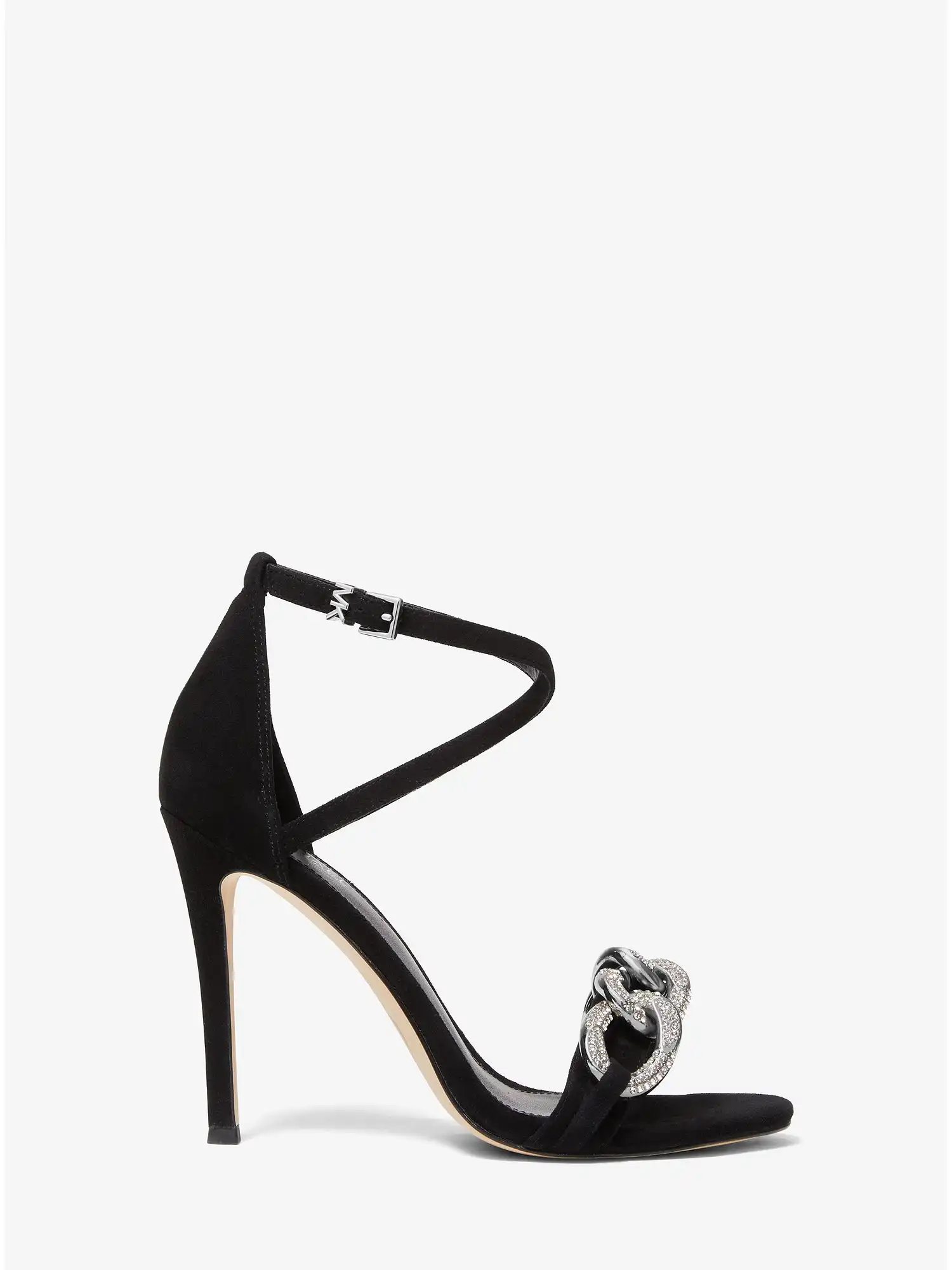 scarlett chain link suede sandal black