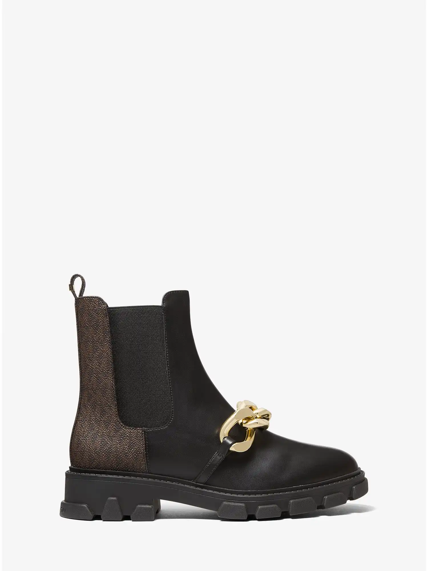 scarlett embellished leather and logo boot blk brown