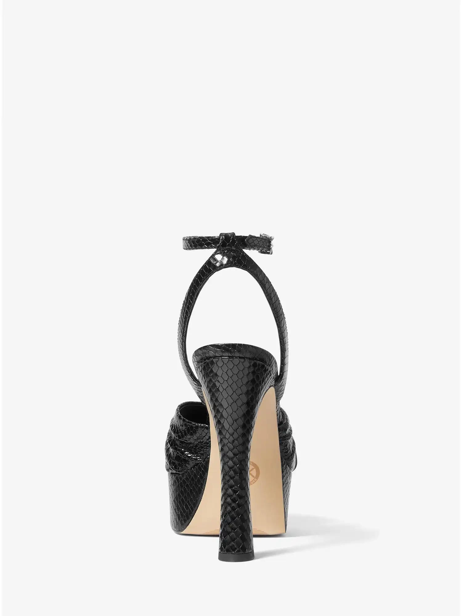 selena snake embossed leather platform sandal black