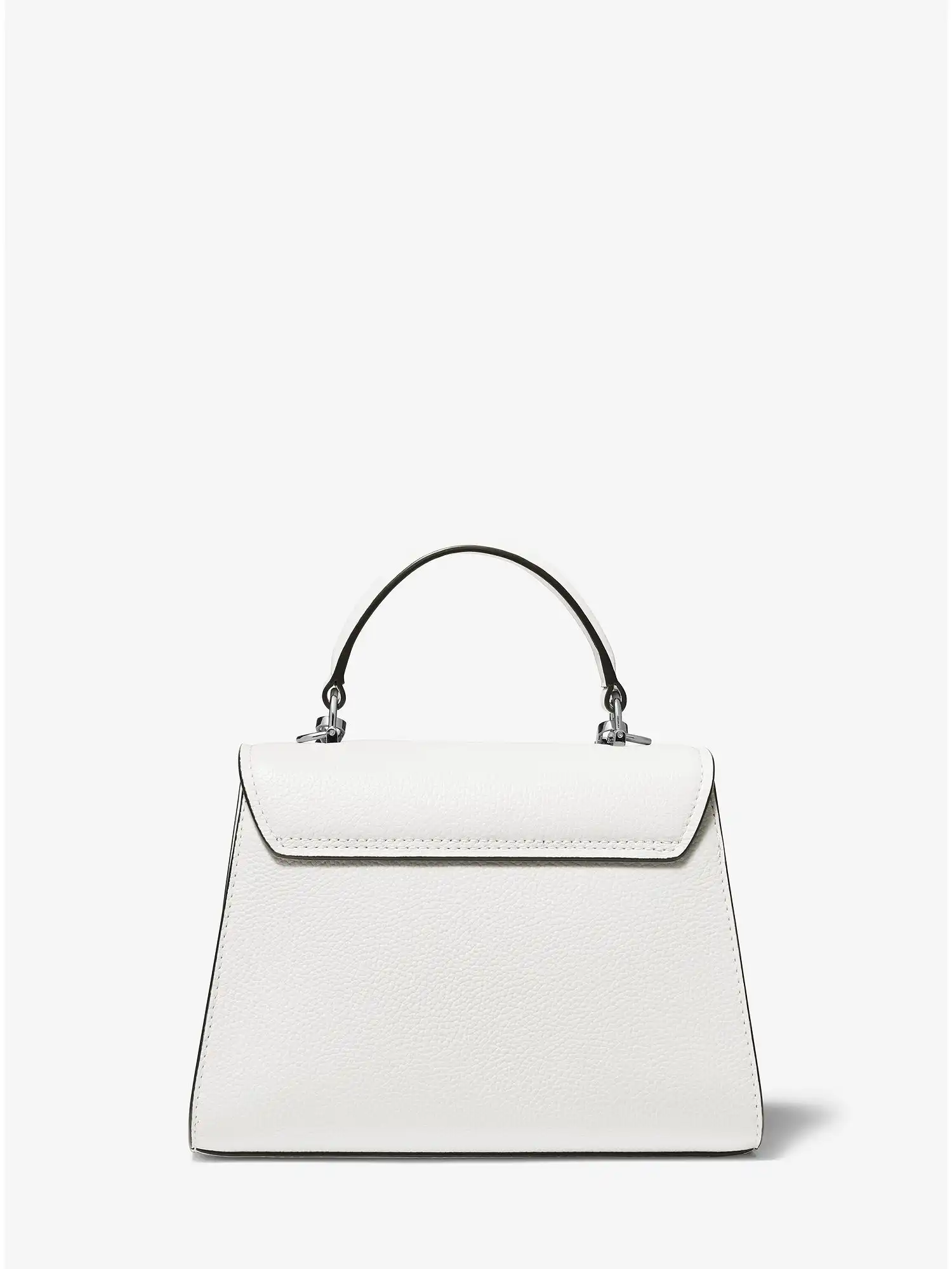 serena small pebbled leather satchel optic white