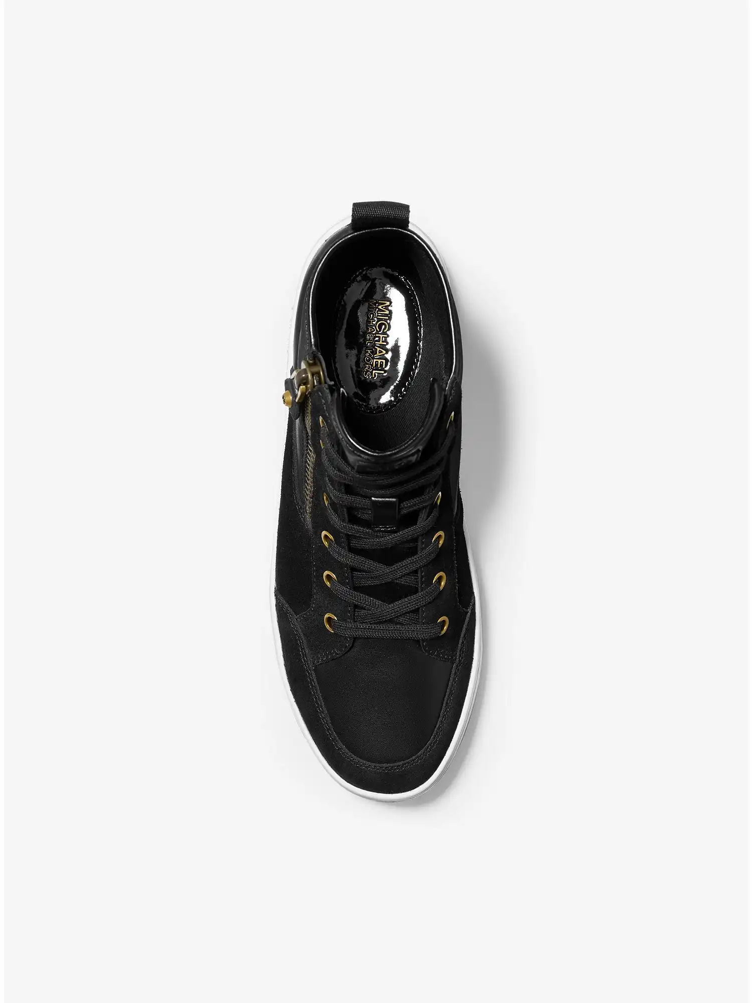 shea leather and suede high top sneaker black