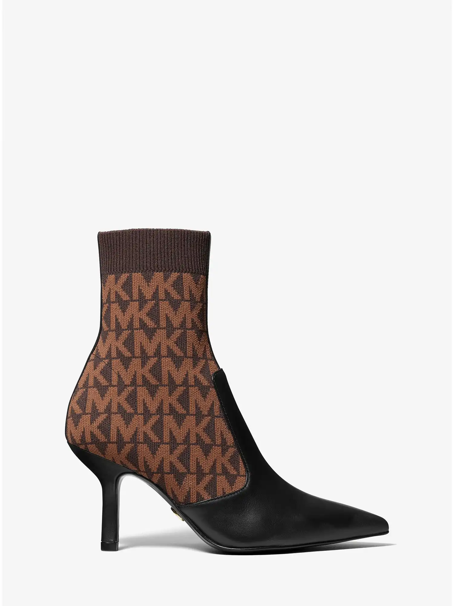 shiloh logo stretch knit and leather sock boot blk brown