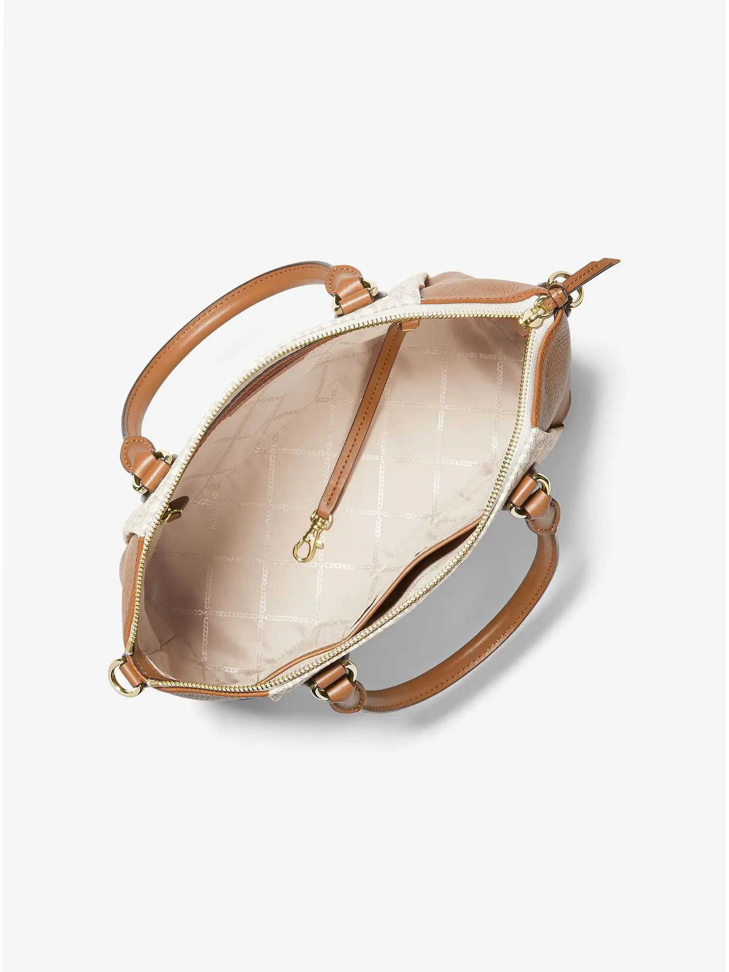 sienna medium logo and leather satchel vanilla acorn