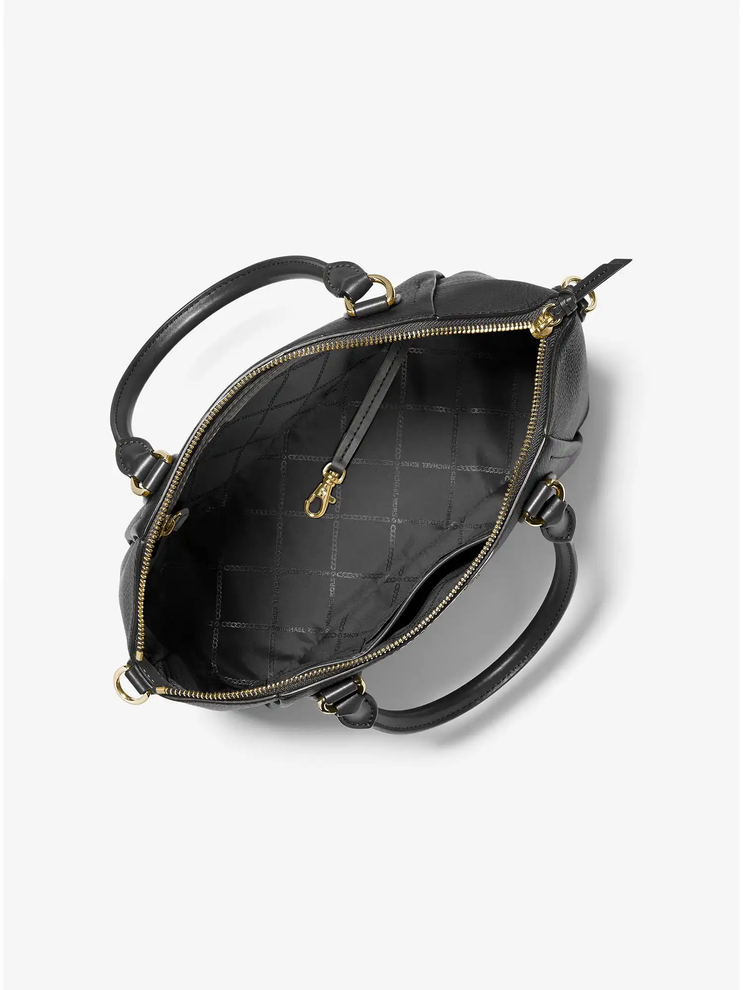 sienna medium pebbled leather satchel black