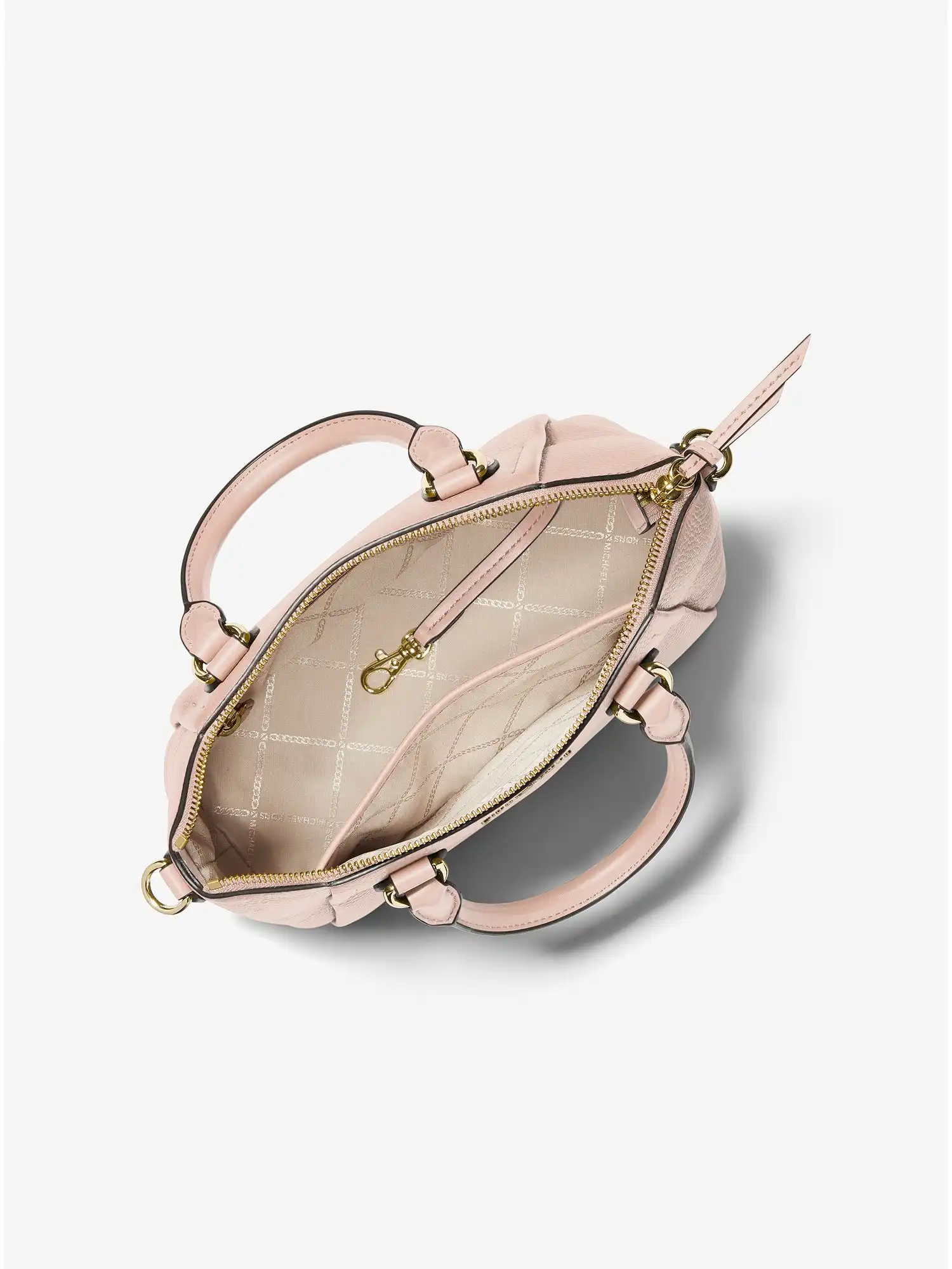 sienna medium pebbled leather satchel soft pink