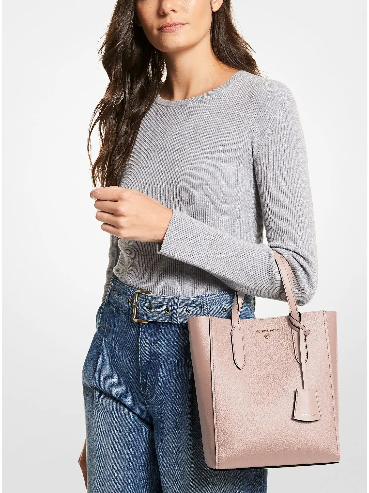 sinclair small pebbled leather crossbody bag soft pink