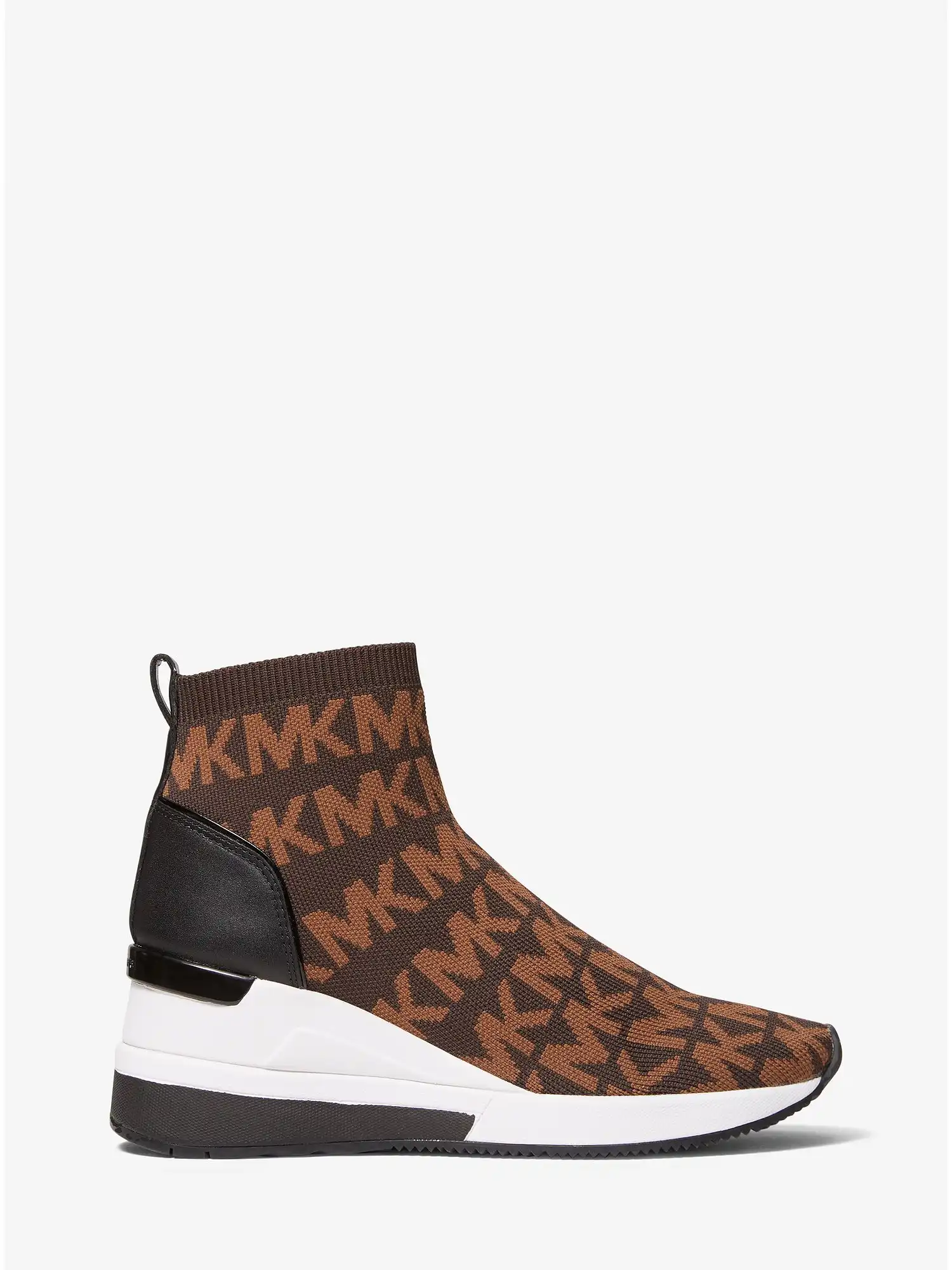 skyler logo stretch knit sock sneaker chocolate combo