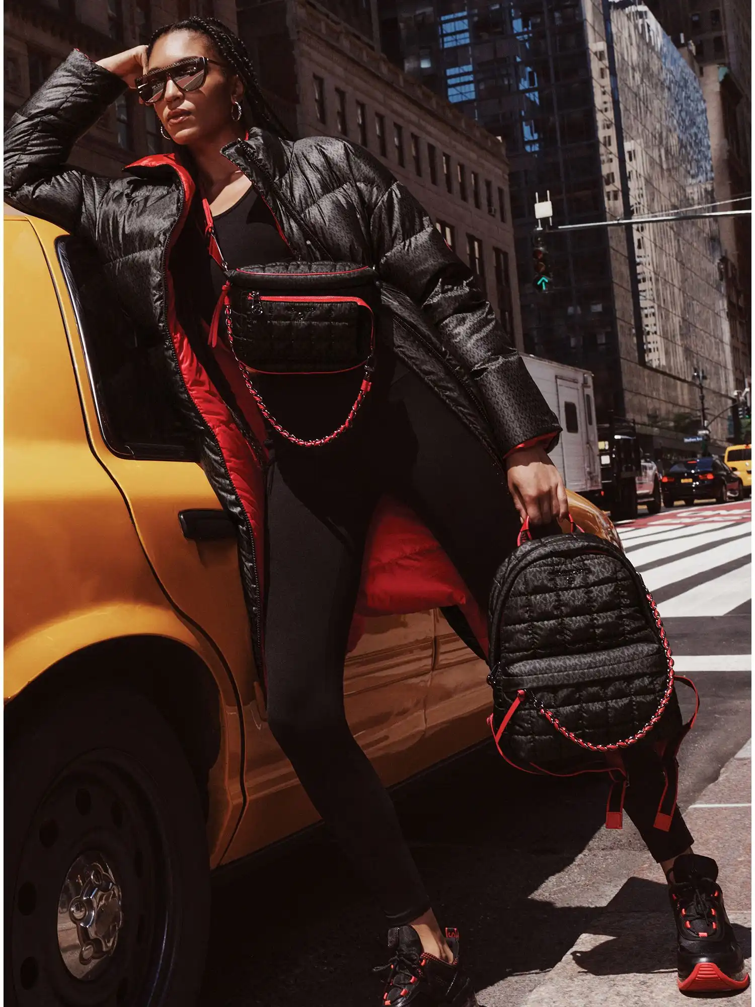 slater medium logo quilted nylon backpack black combo