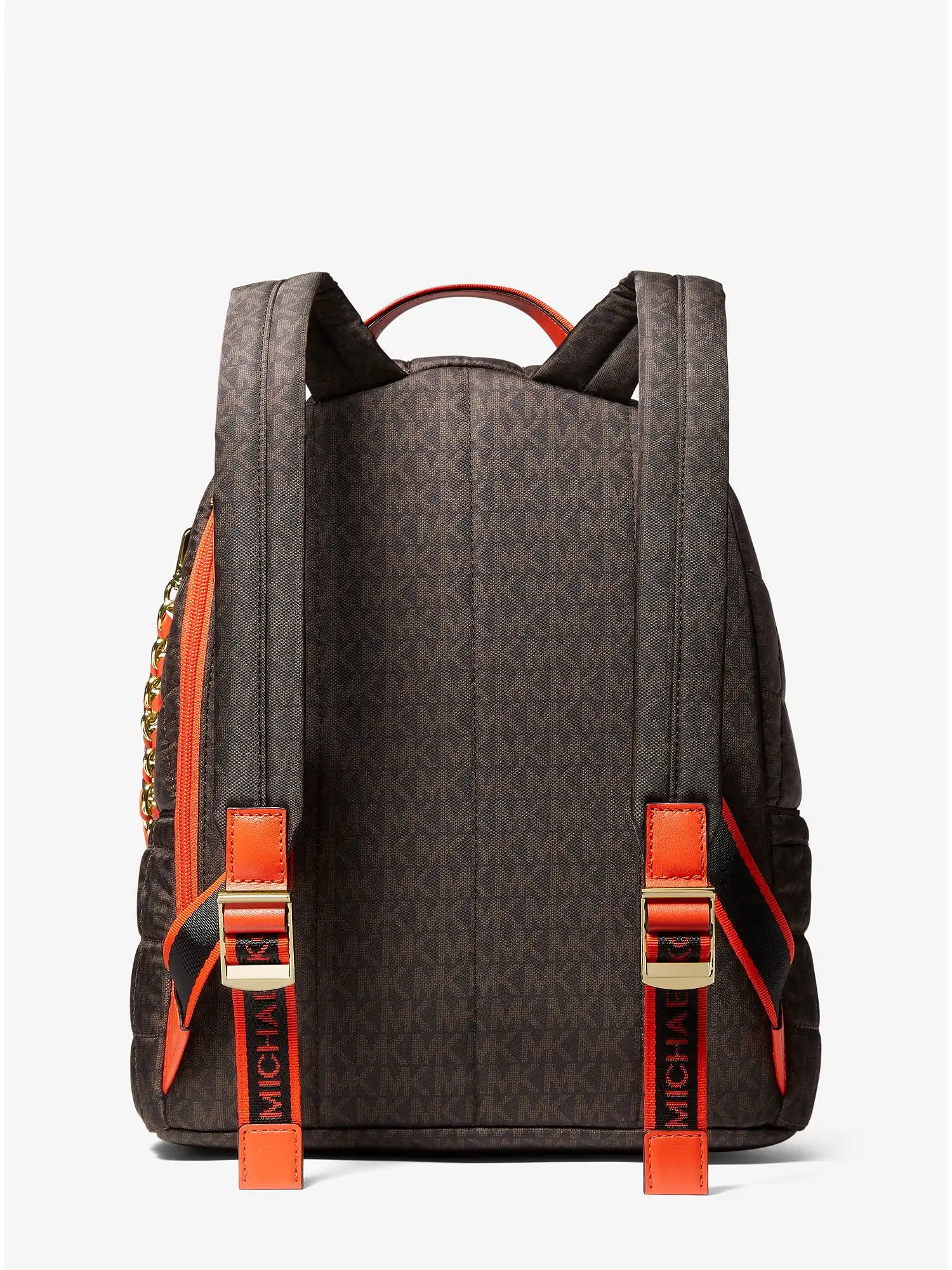 slater medium logo quilted nylon backpack brown multi