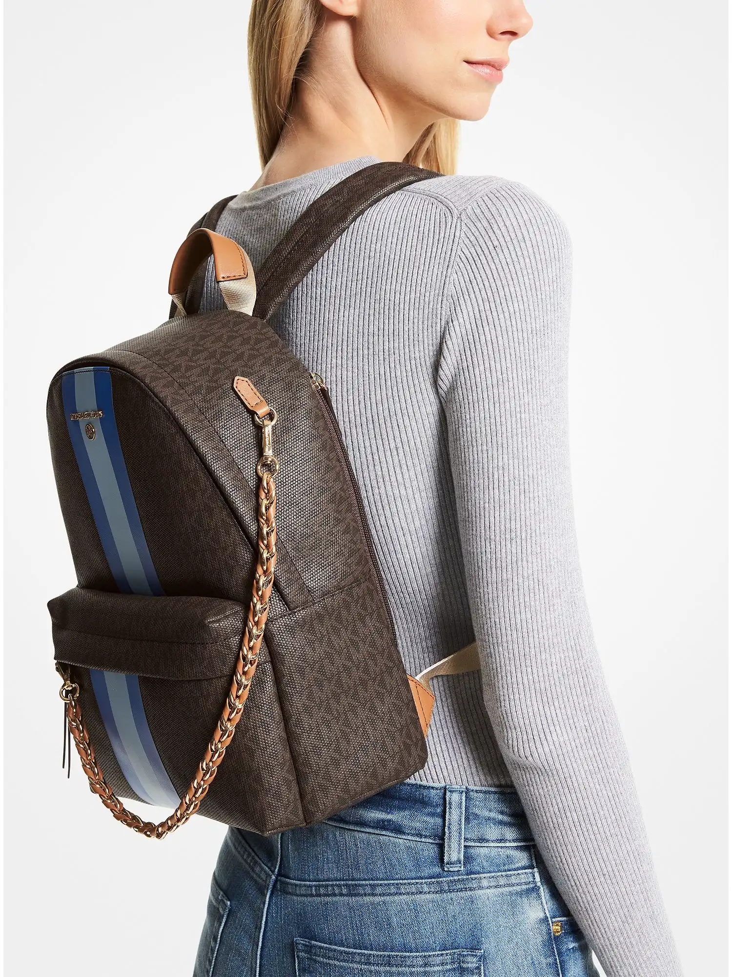 slater medium signature logo stripe backpack electric blue