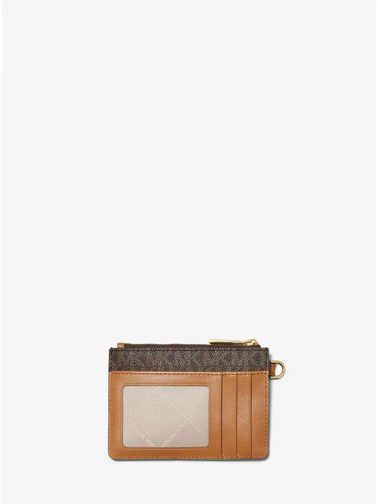 small logo coin wristlet brown