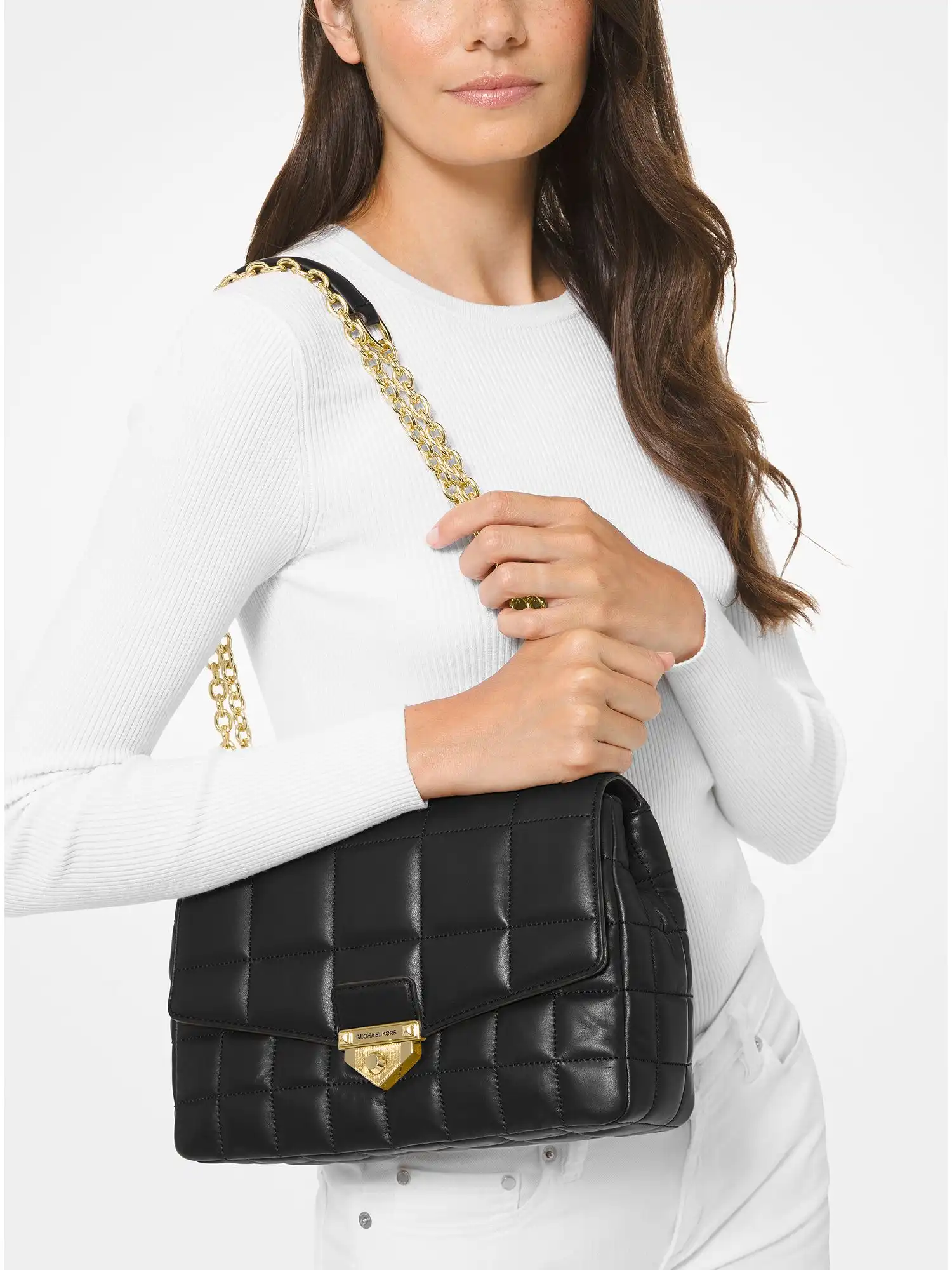 soho extra large quilted leather shoulder bag black