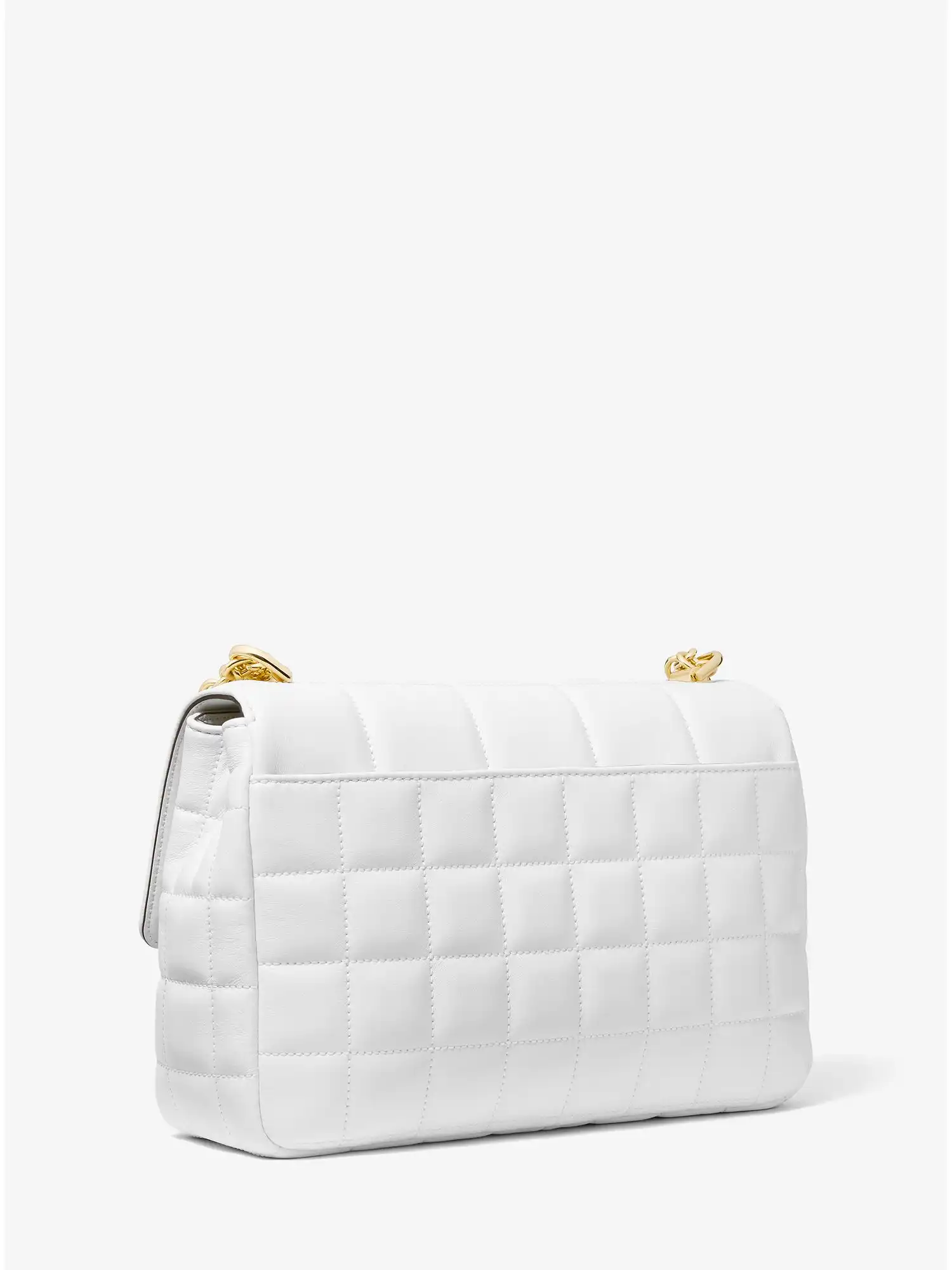 soho extra large quilted leather shoulder bag optic white