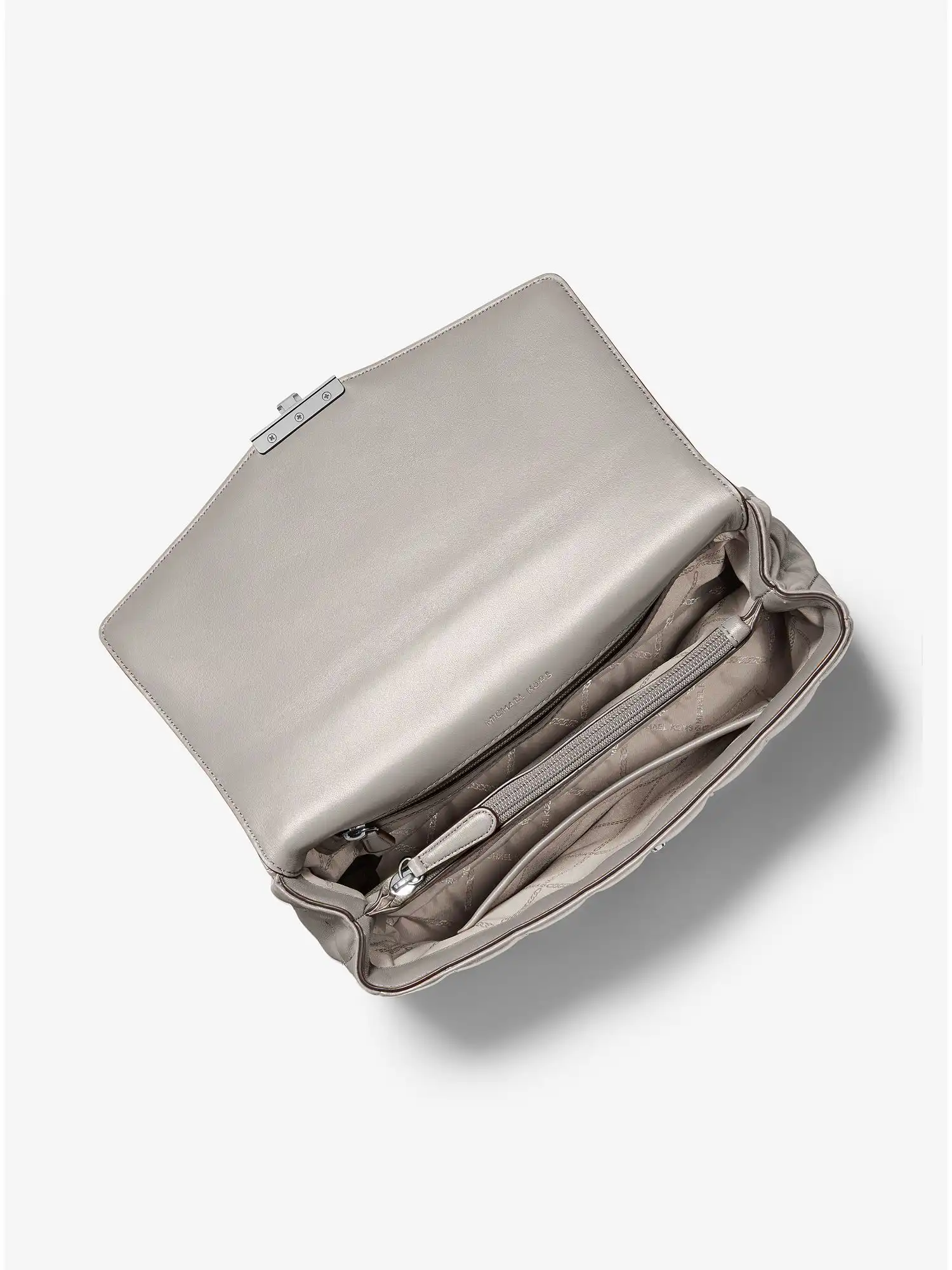 soho extra large quilted leather shoulder bag pearl grey