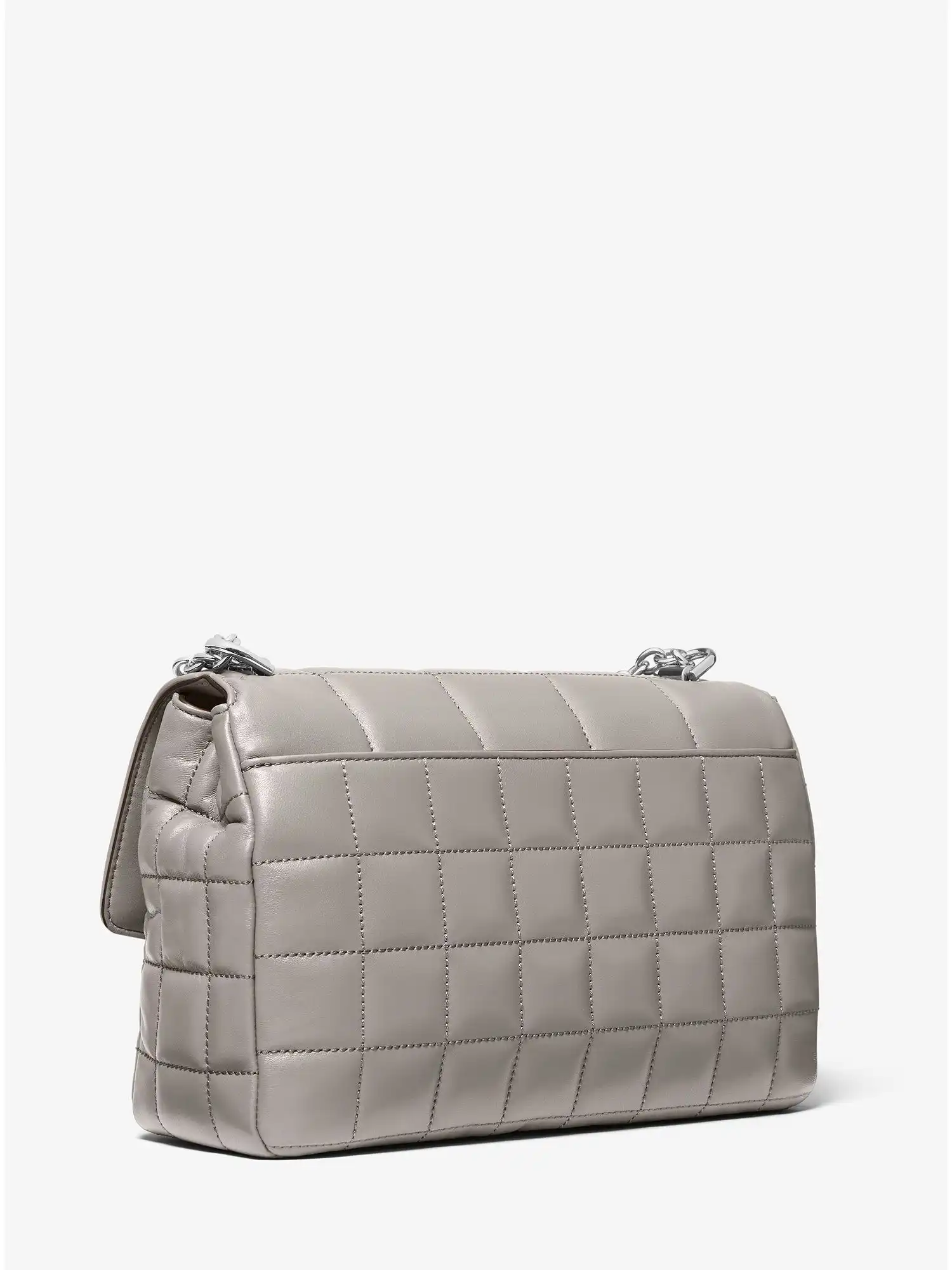 soho extra large quilted leather shoulder bag pearl grey