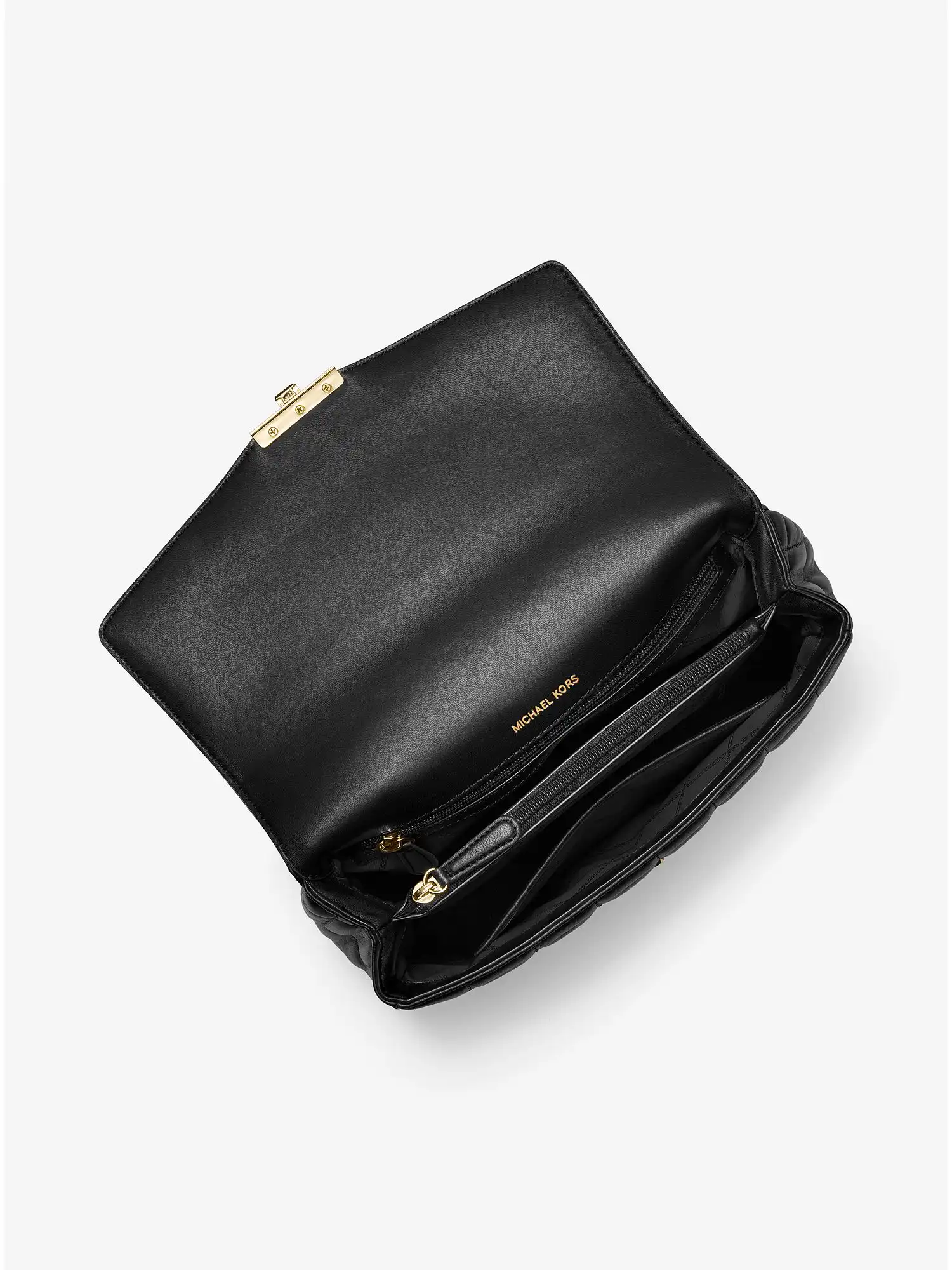 soho extra large studded quilted leather shoulder bag black