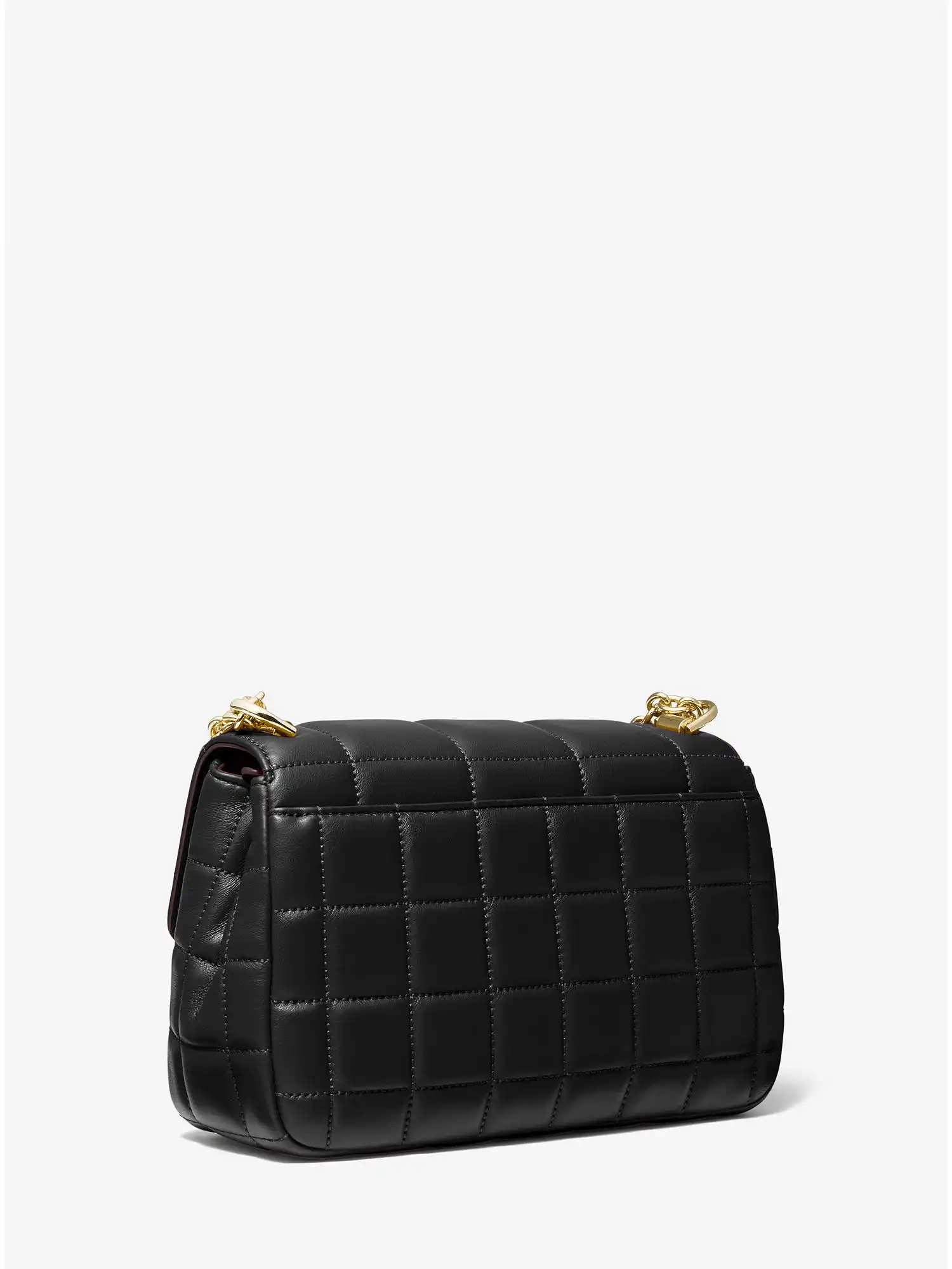 soho large quilted leather shoulder bag black