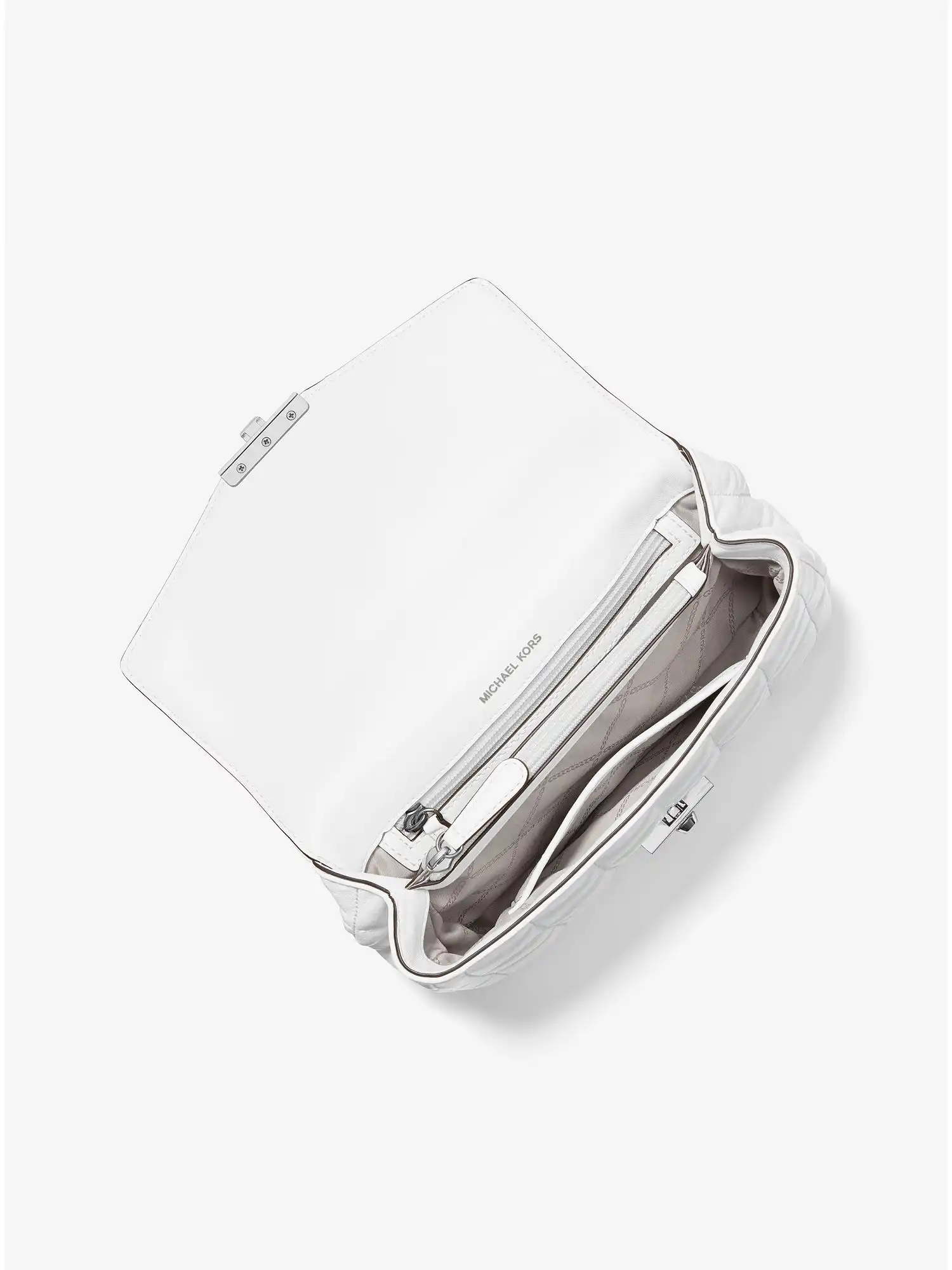 soho large quilted leather shoulder bag optic white