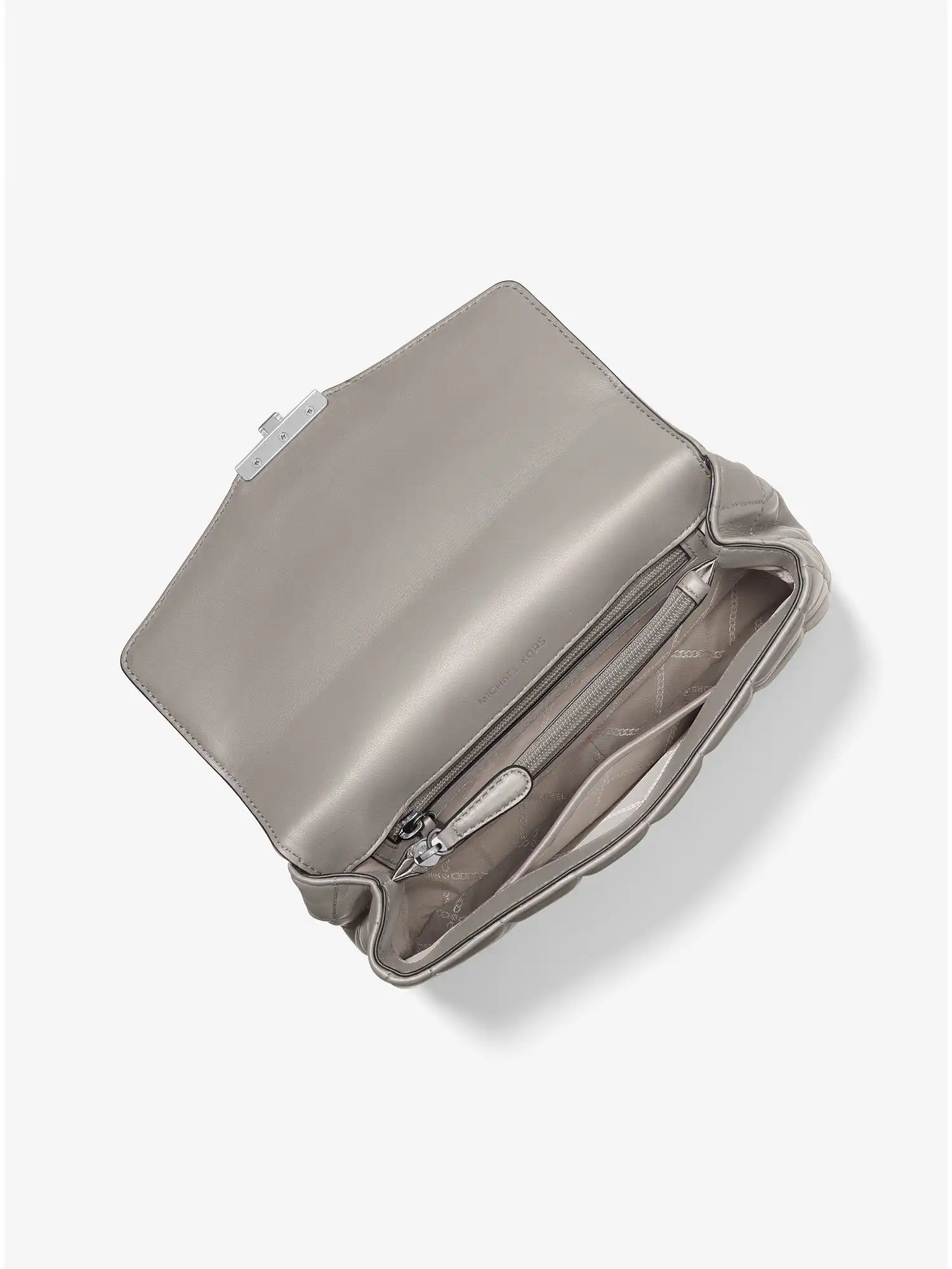 soho large quilted leather shoulder bag pearl grey