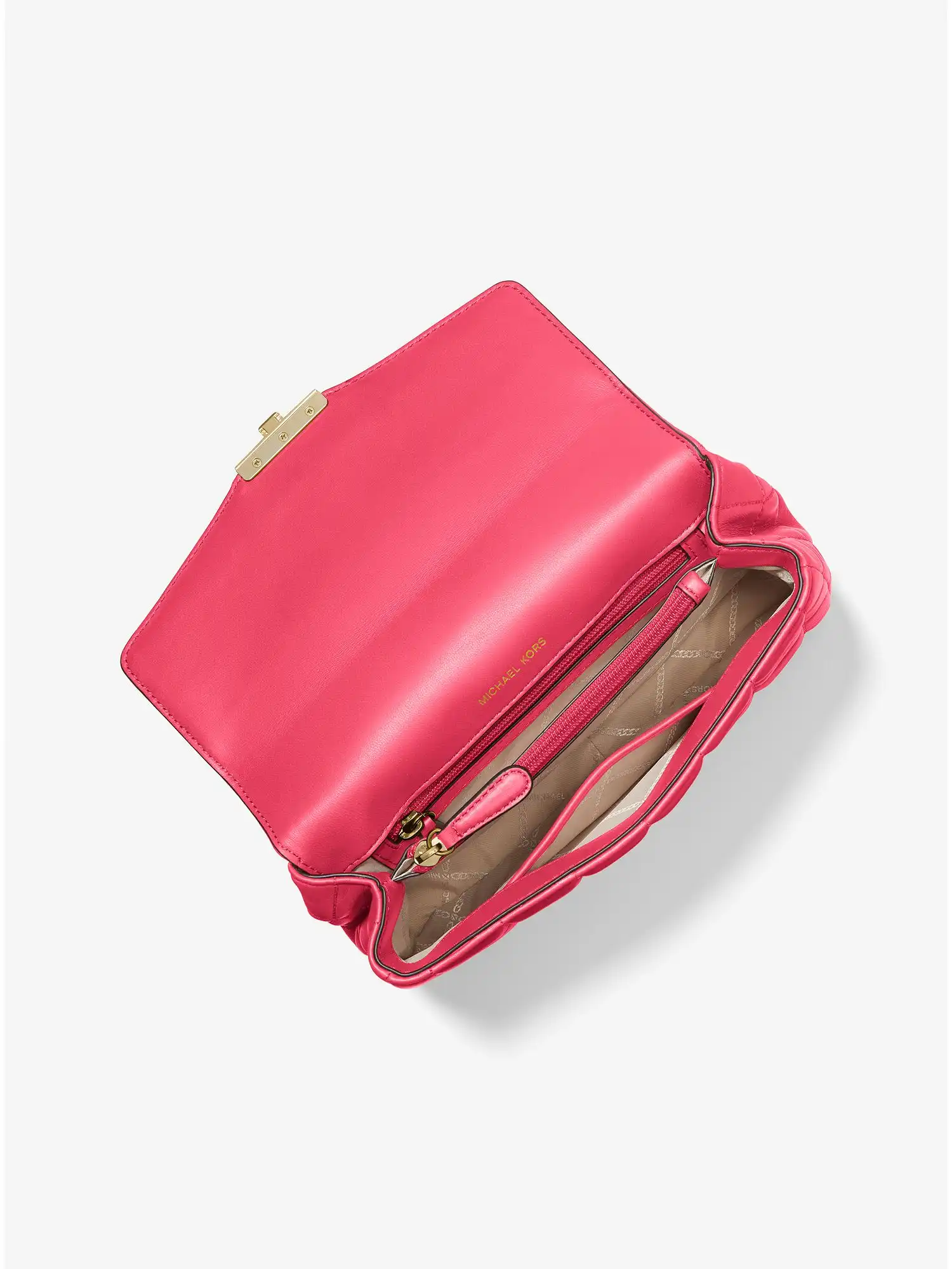 soho large quilted leather shoulder bag rubin red