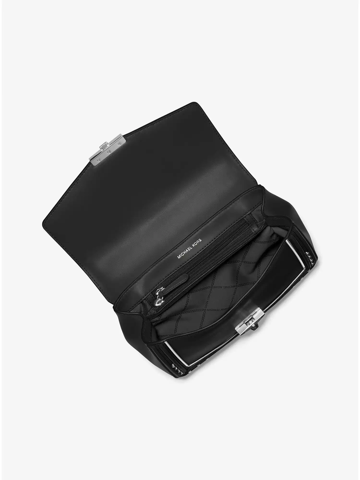 soho large studded leather shoulder bag black