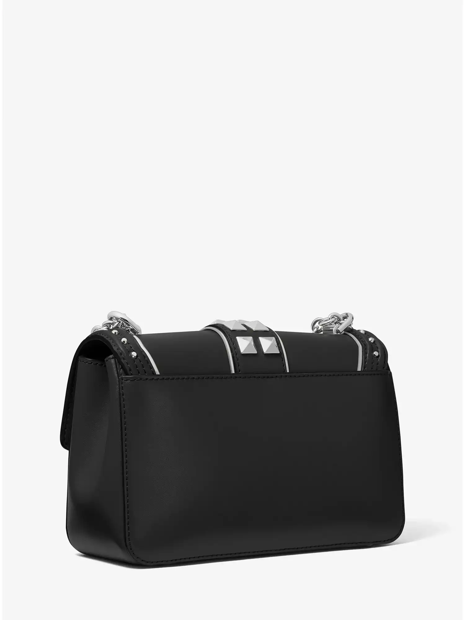 soho large studded leather shoulder bag black