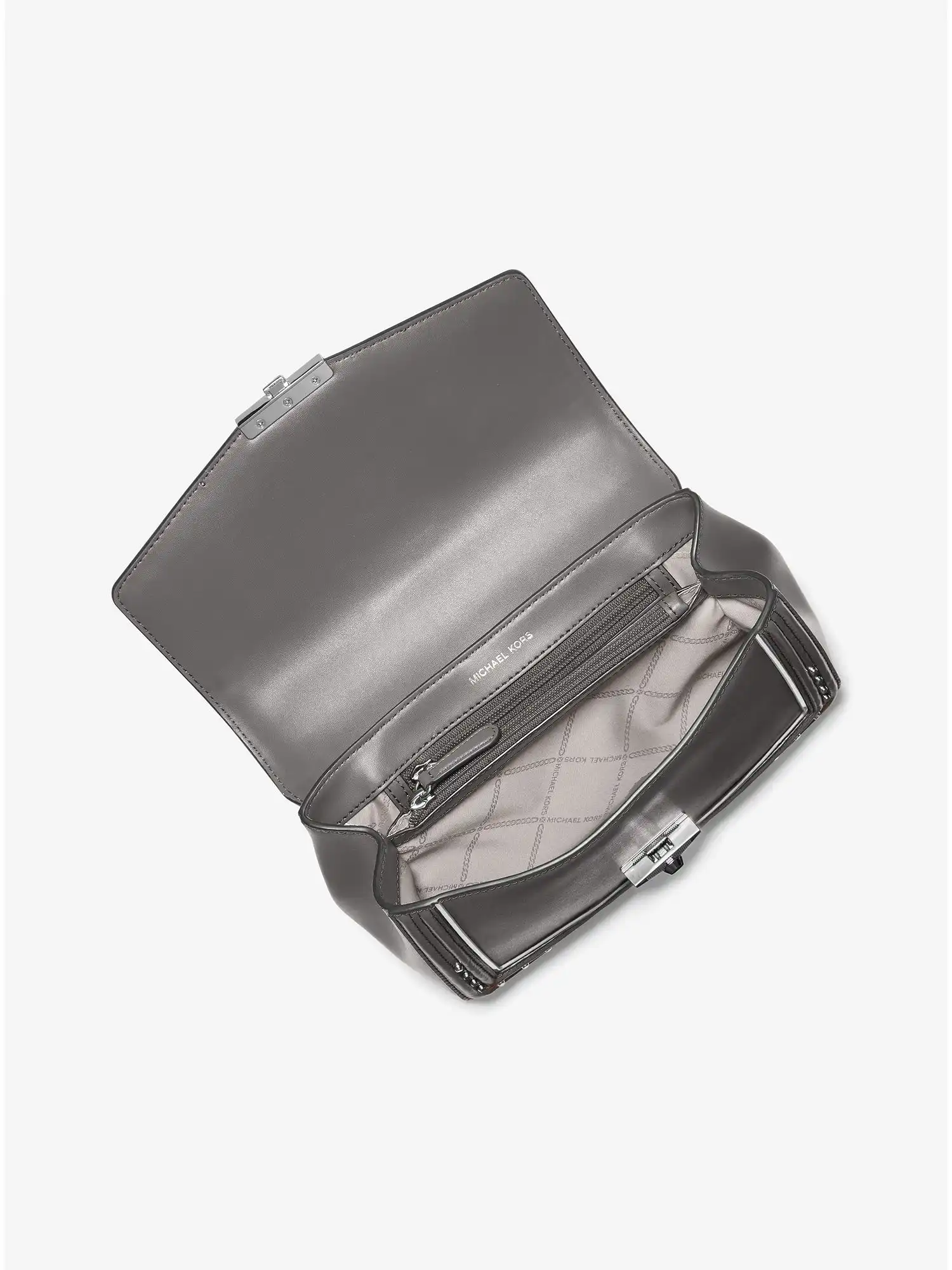 soho large studded leather shoulder bag heather grey