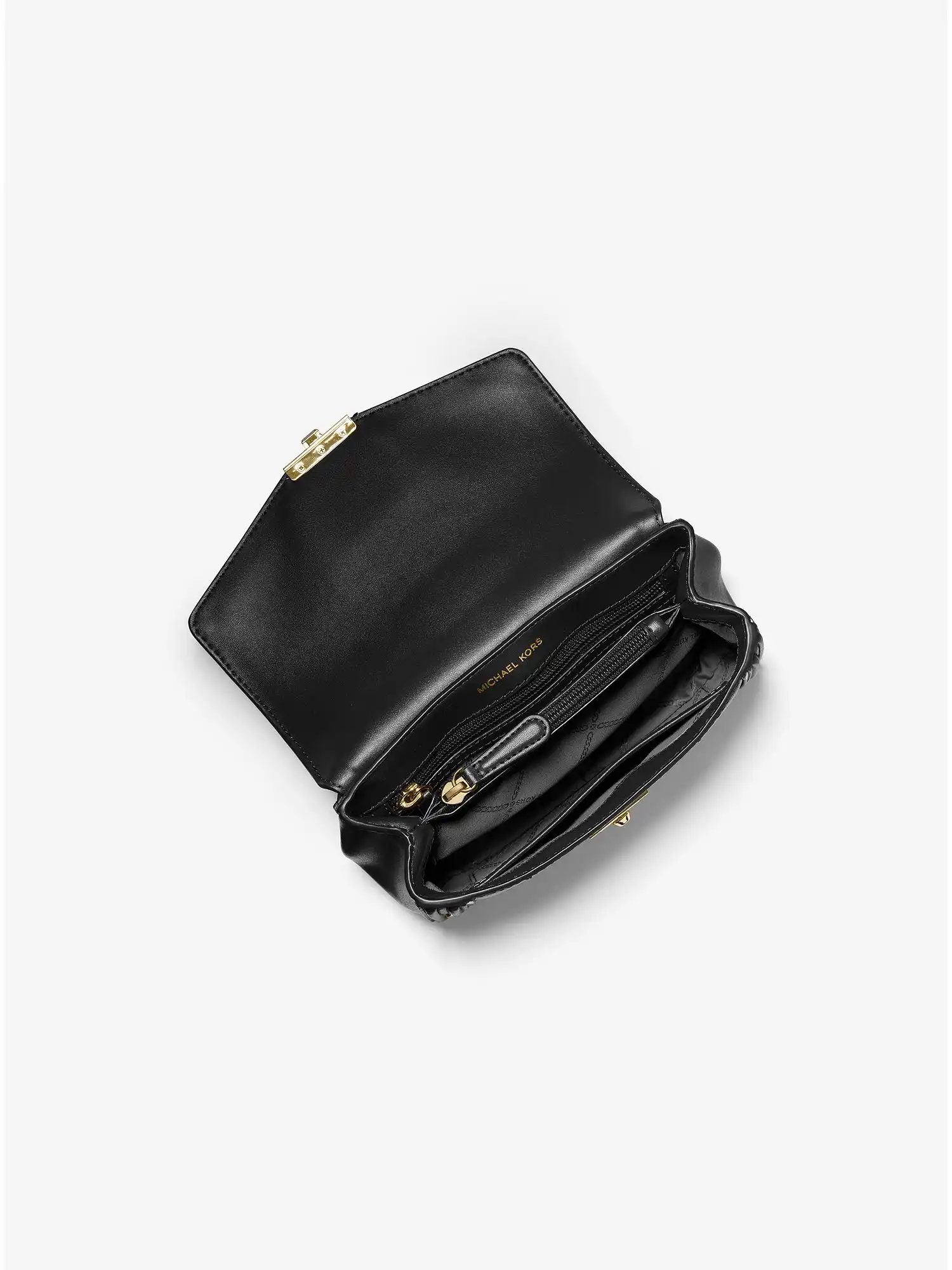 soho small studded leather shoulder bag black