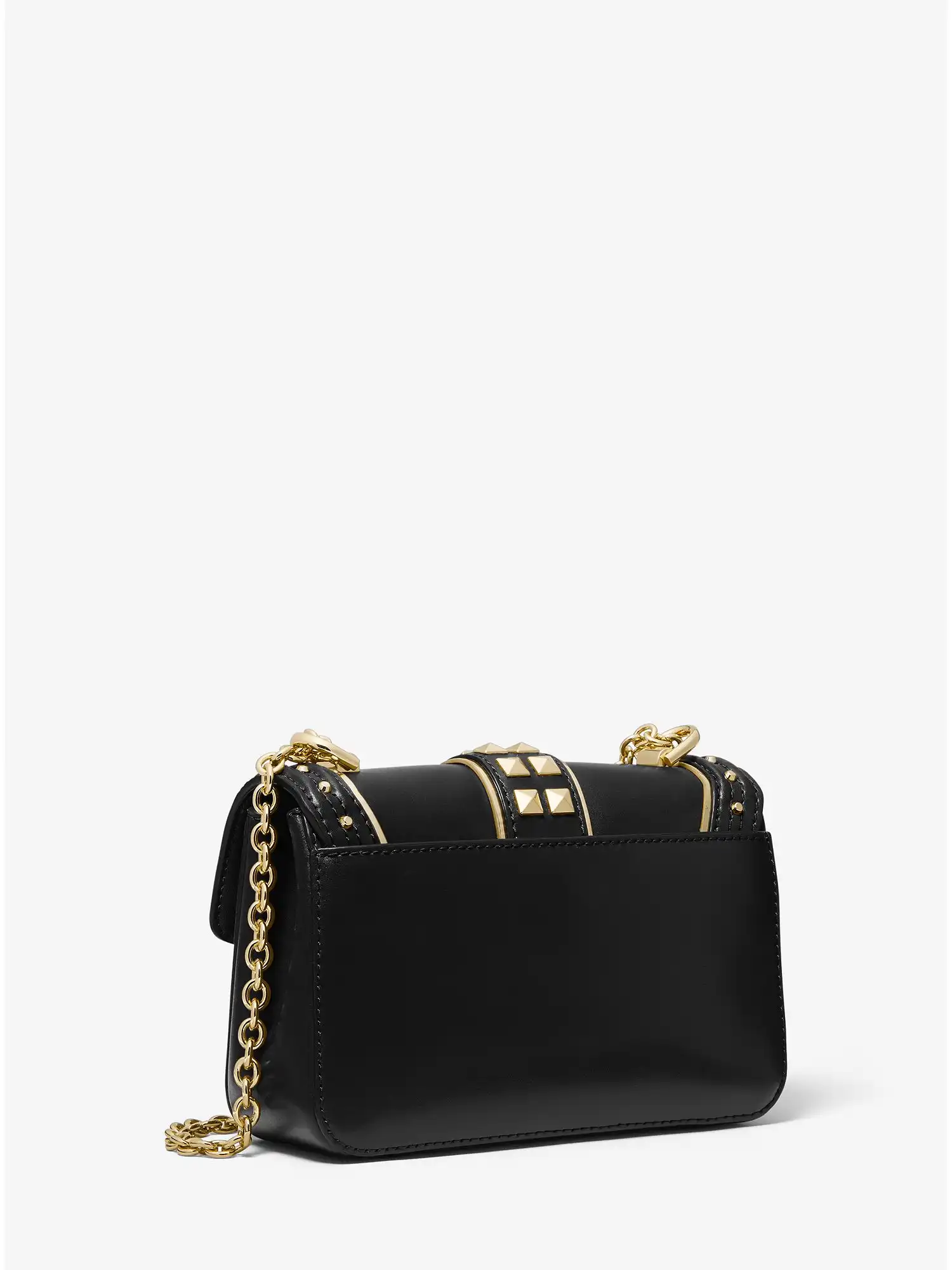 soho small studded leather shoulder bag black