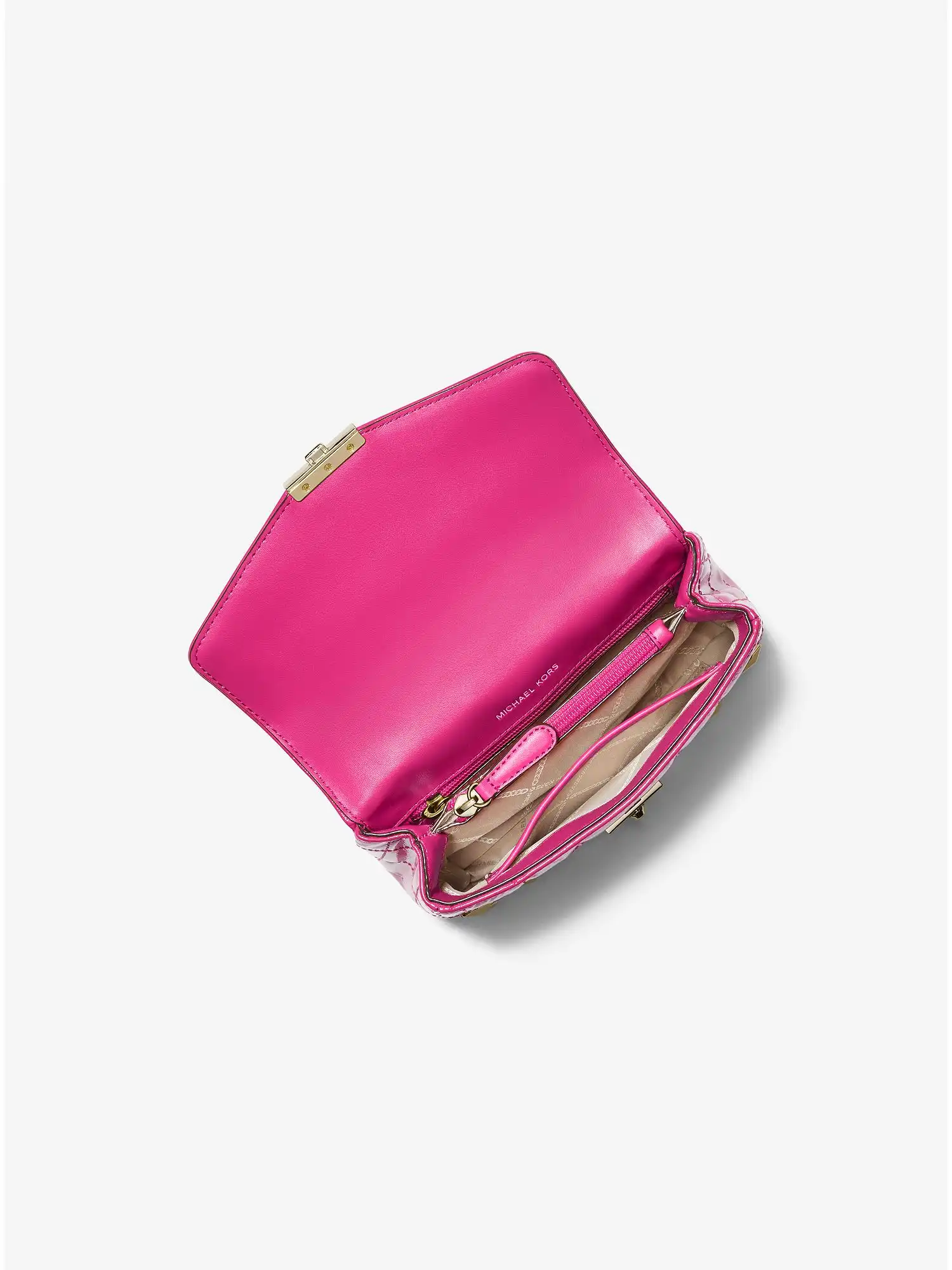 soho small studded quilted patent leather shoulder bag wild berry