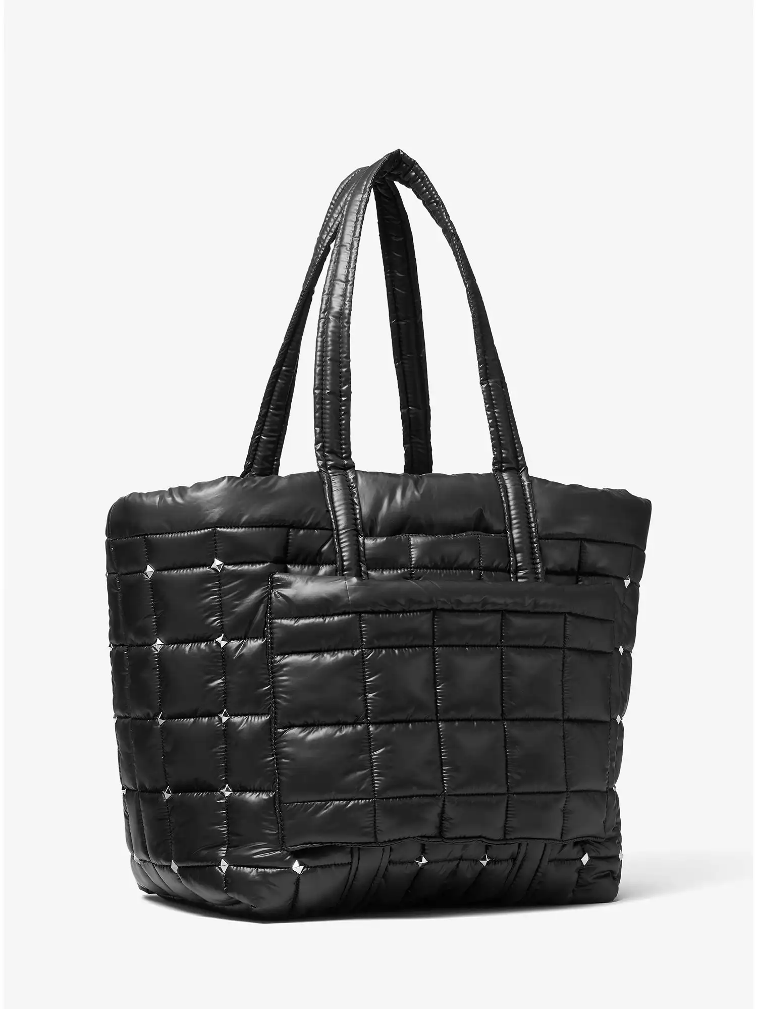 stirling extra large studded quilted recycled polyester tote bag black