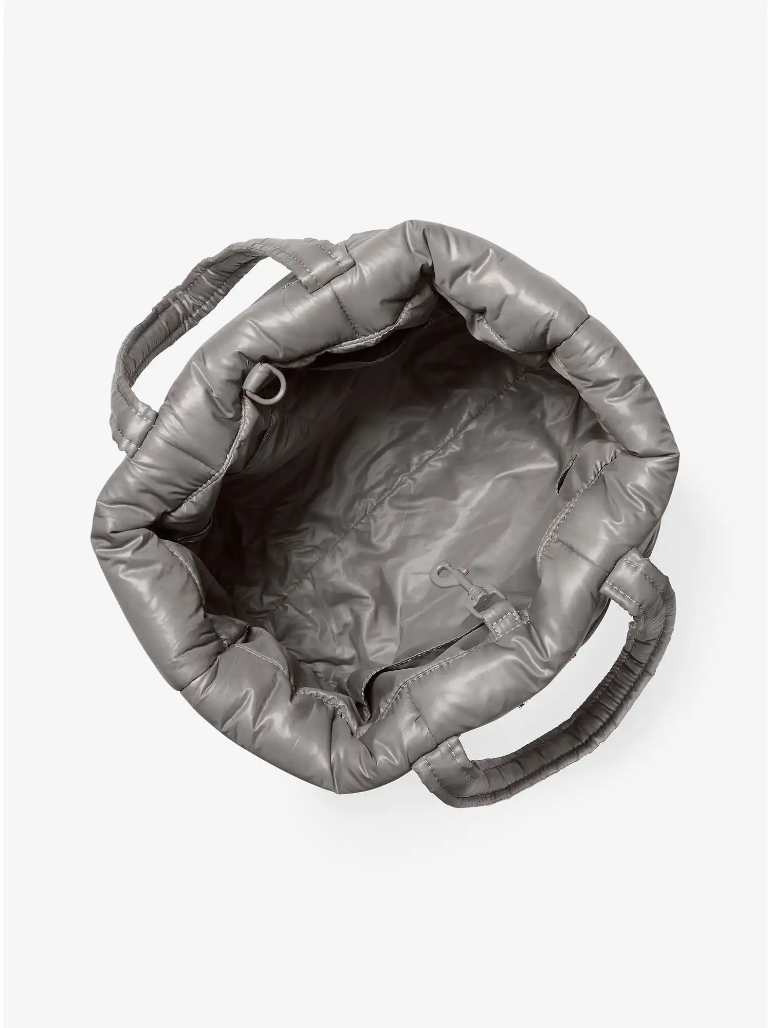 stirling large studded quilted recycled polyester tote bag heather grey