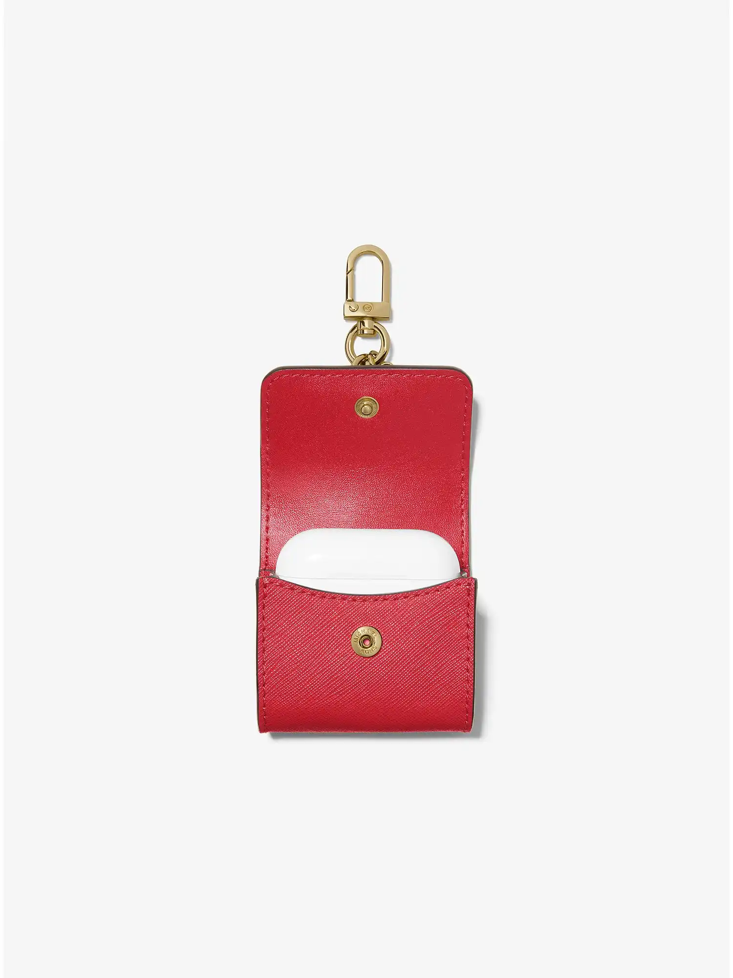 studded saffiano leather clip case for apple airpods&reg; crimson