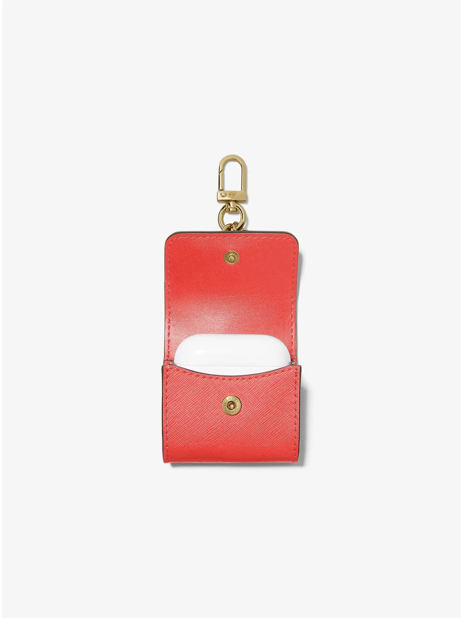 studded saffiano leather clip case for apple airpods&reg; sangria