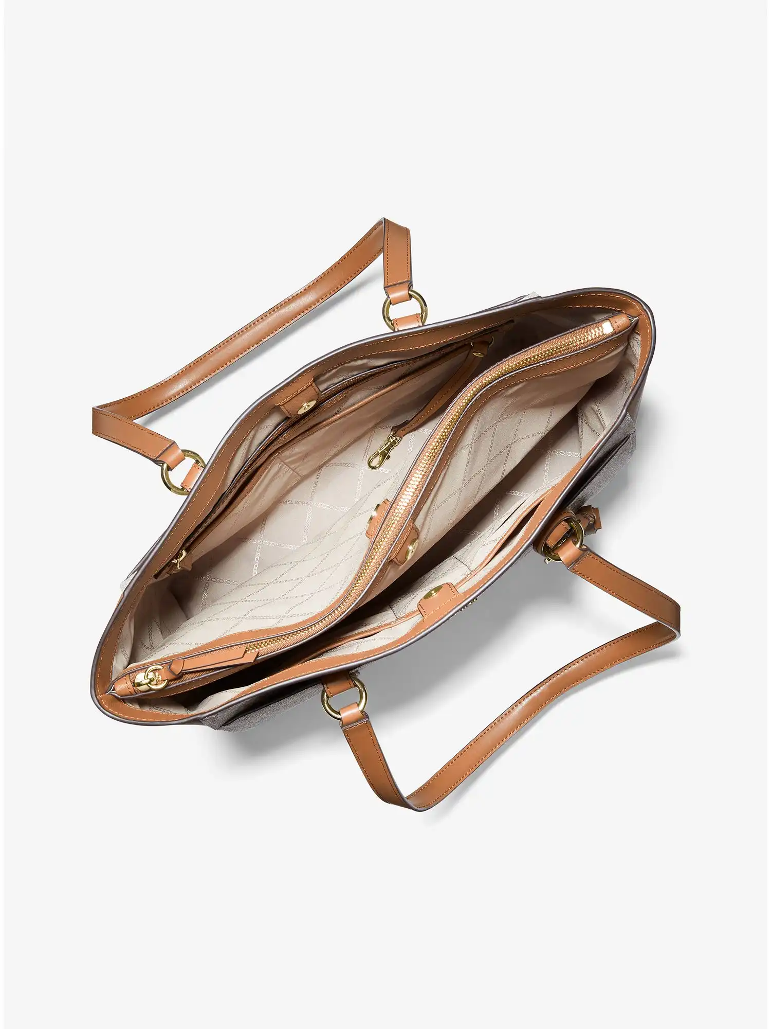 sullivan large logo and leather tote bag vanilla acorn