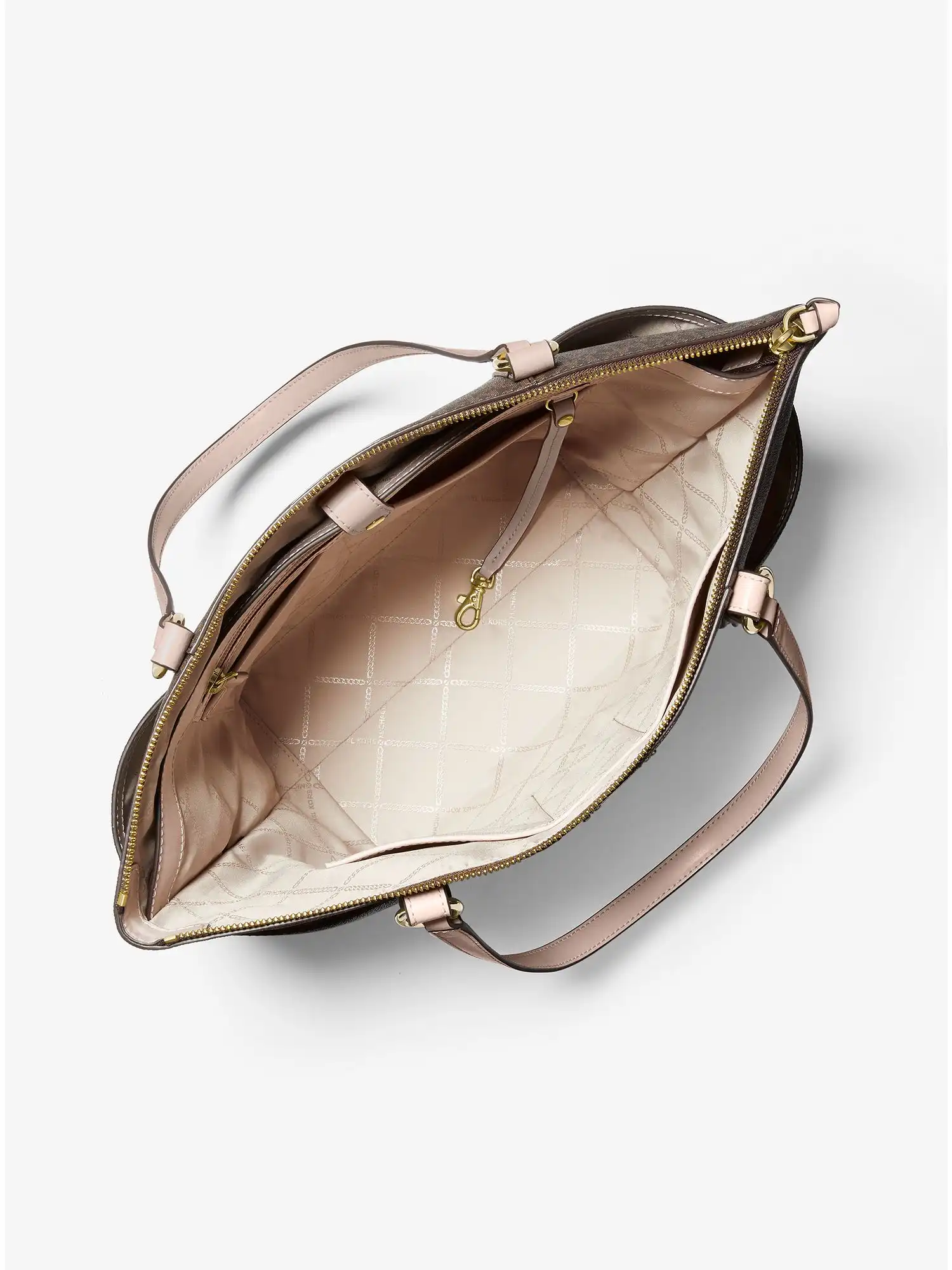 sullivan large logo top zip tote bag brn sftpink