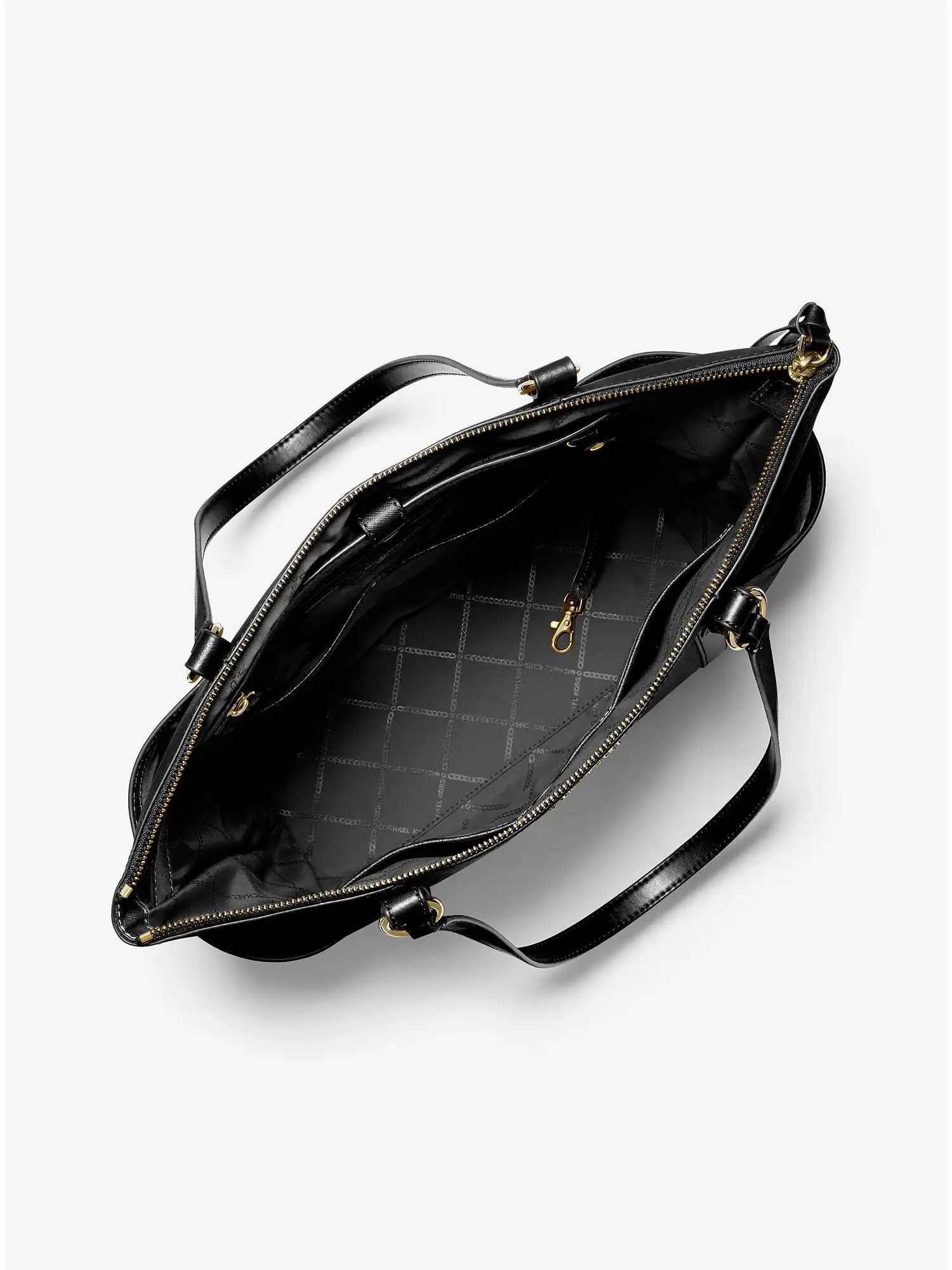 sullivan large saffiano leather top zip tote bag black