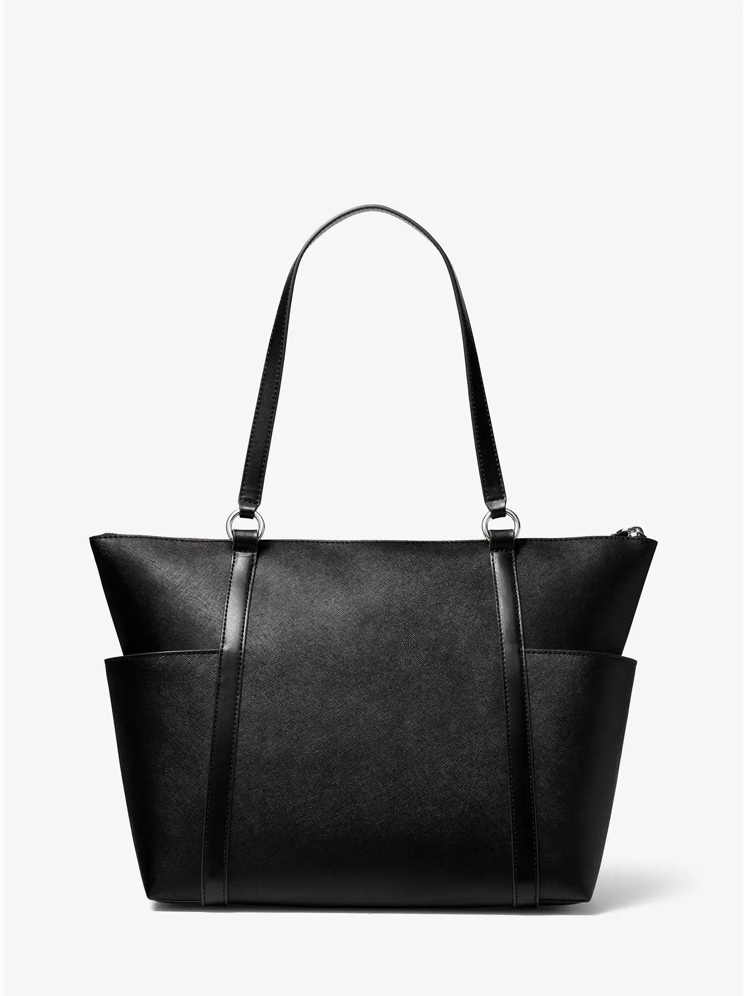 sullivan large saffiano leather top zip tote bag black