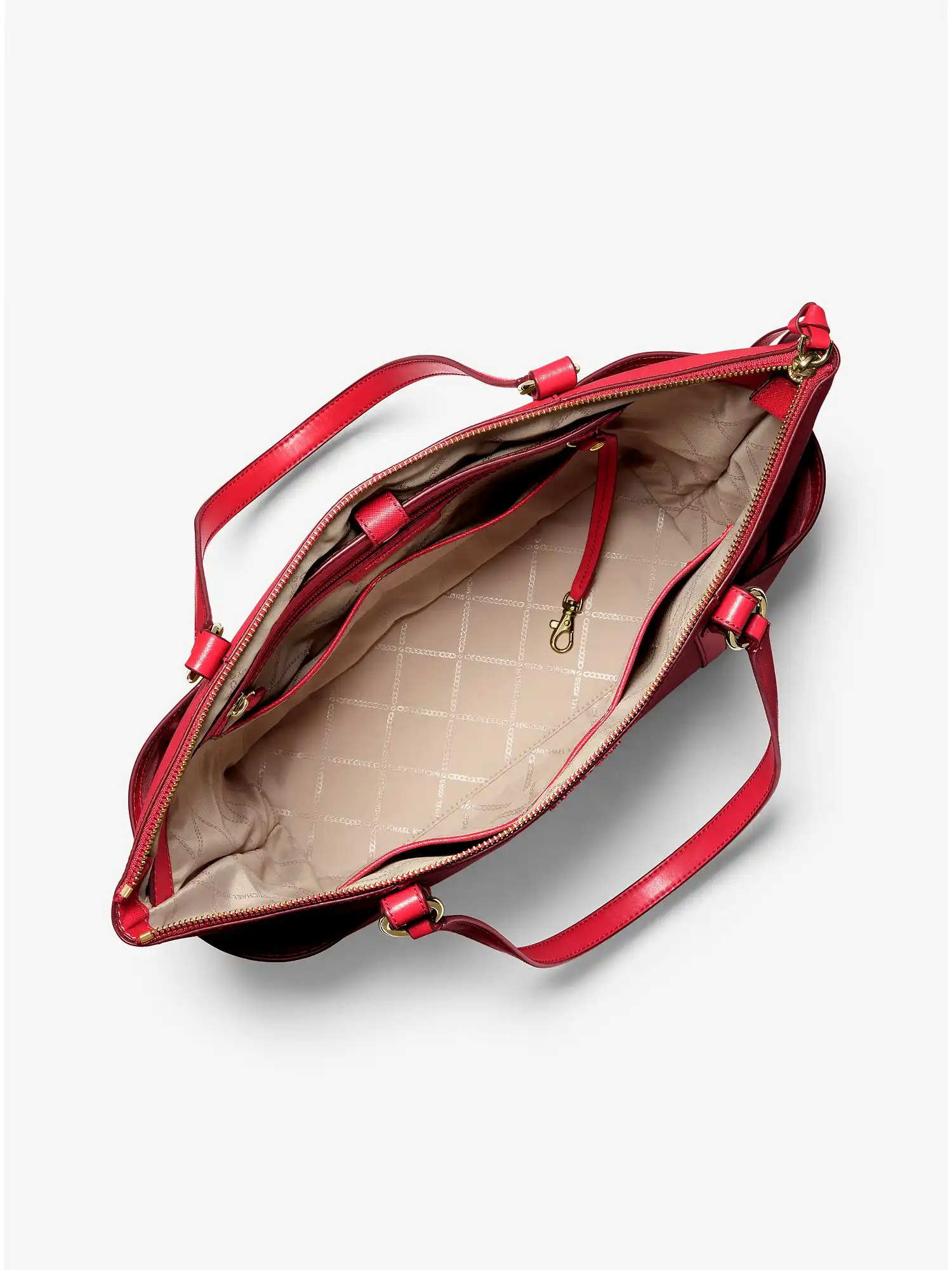 sullivan large saffiano leather top zip tote bag crimson