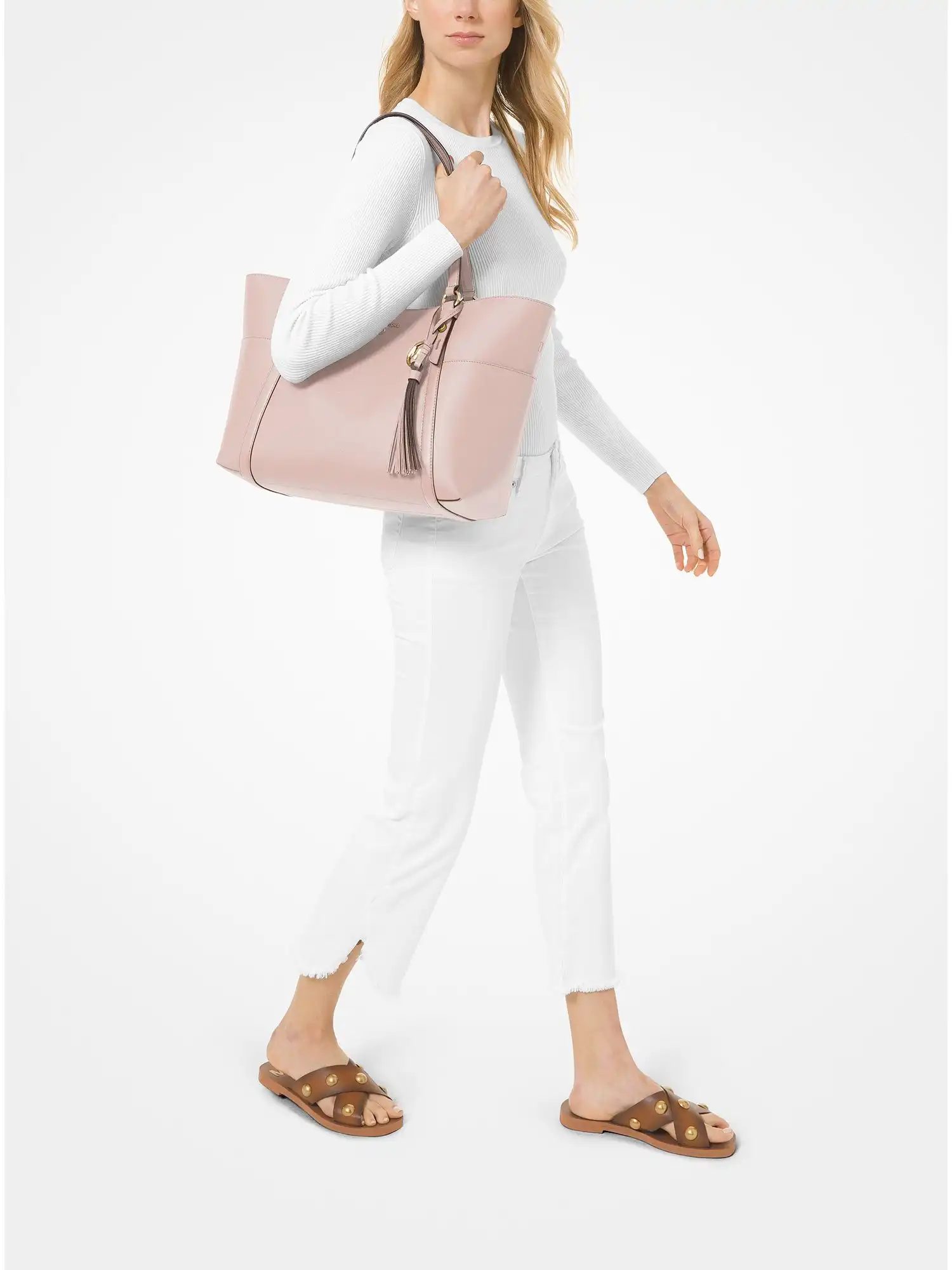 sullivan large saffiano leather tote bag sftpink fawn