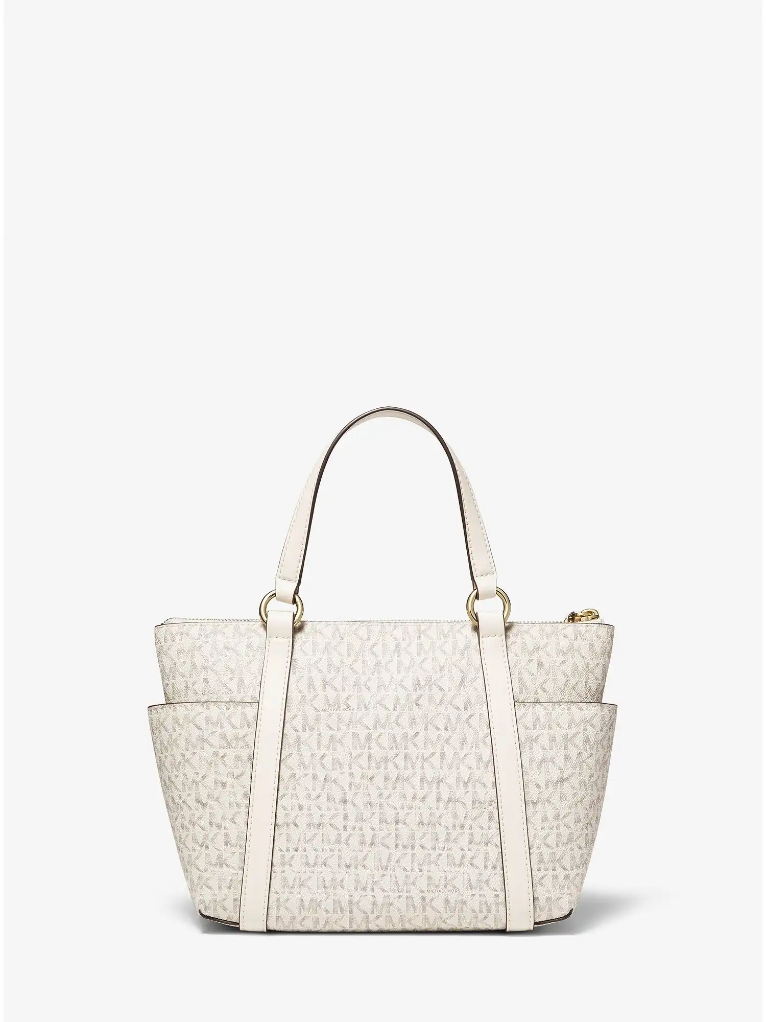 sullivan small logo top zip tote bag van cream