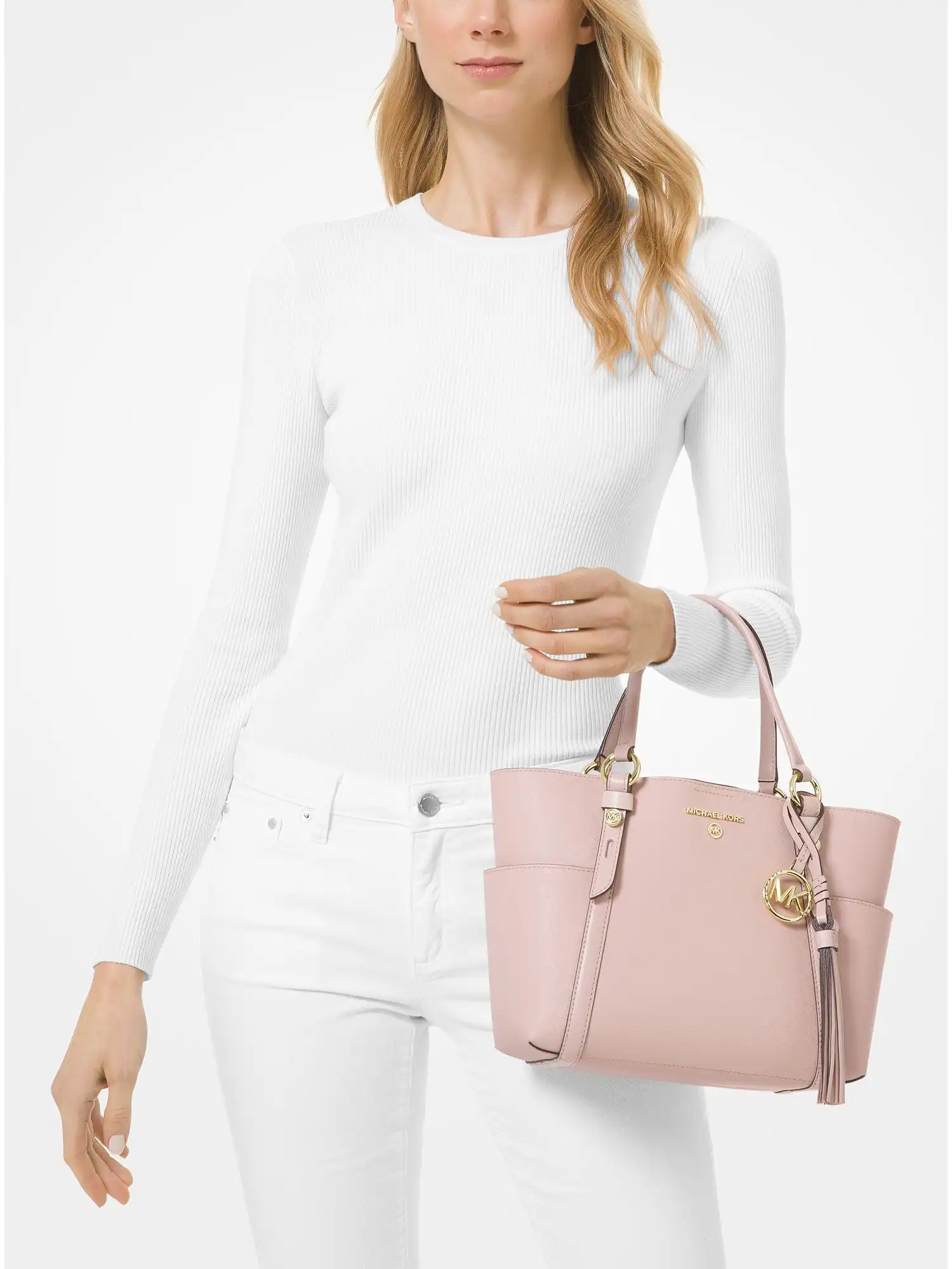 sullivan small saffiano leather tote bag sftpink fawn