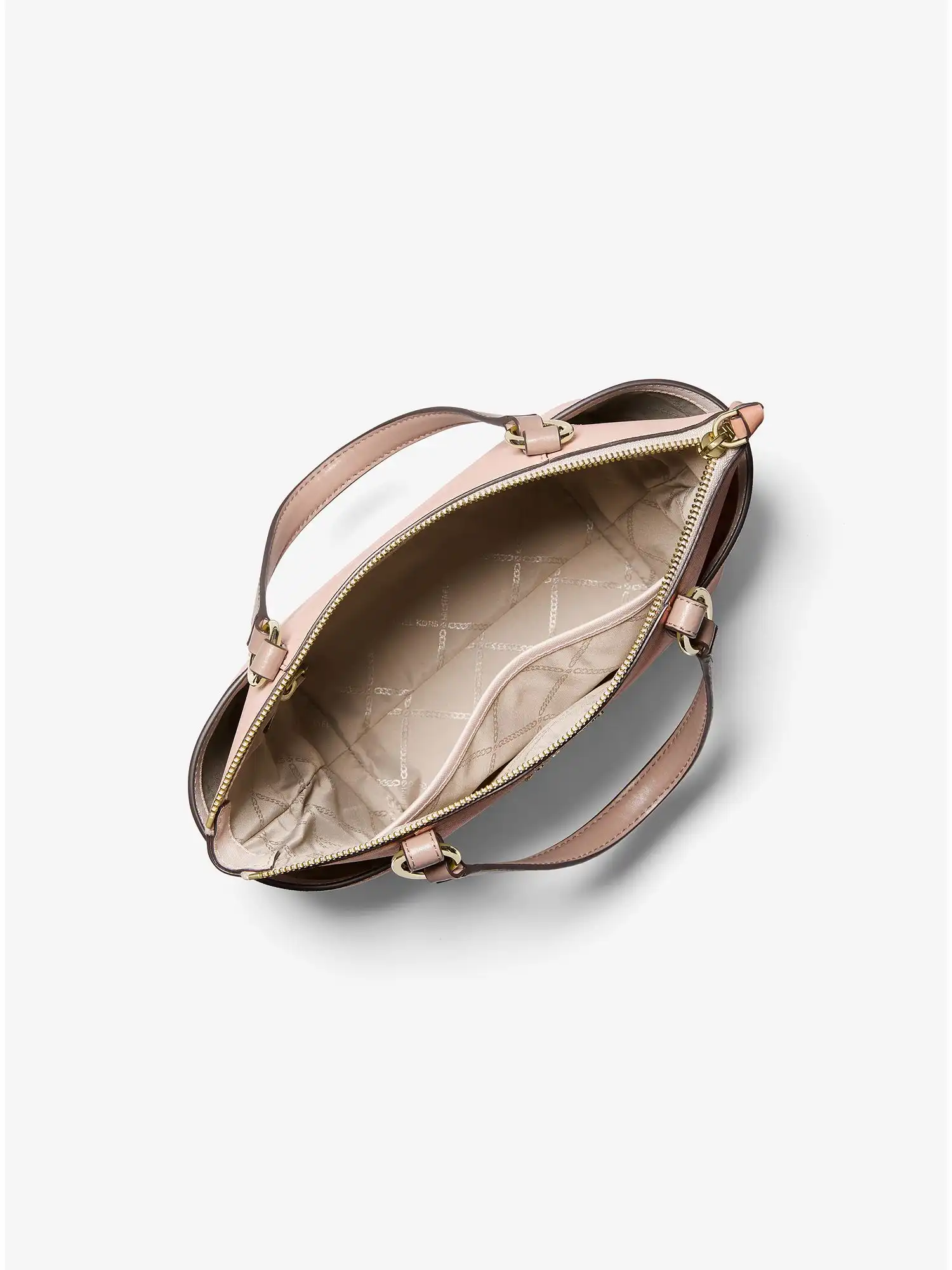 sullivan small two tone saffiano leather top zip tote bag sftpink fawn