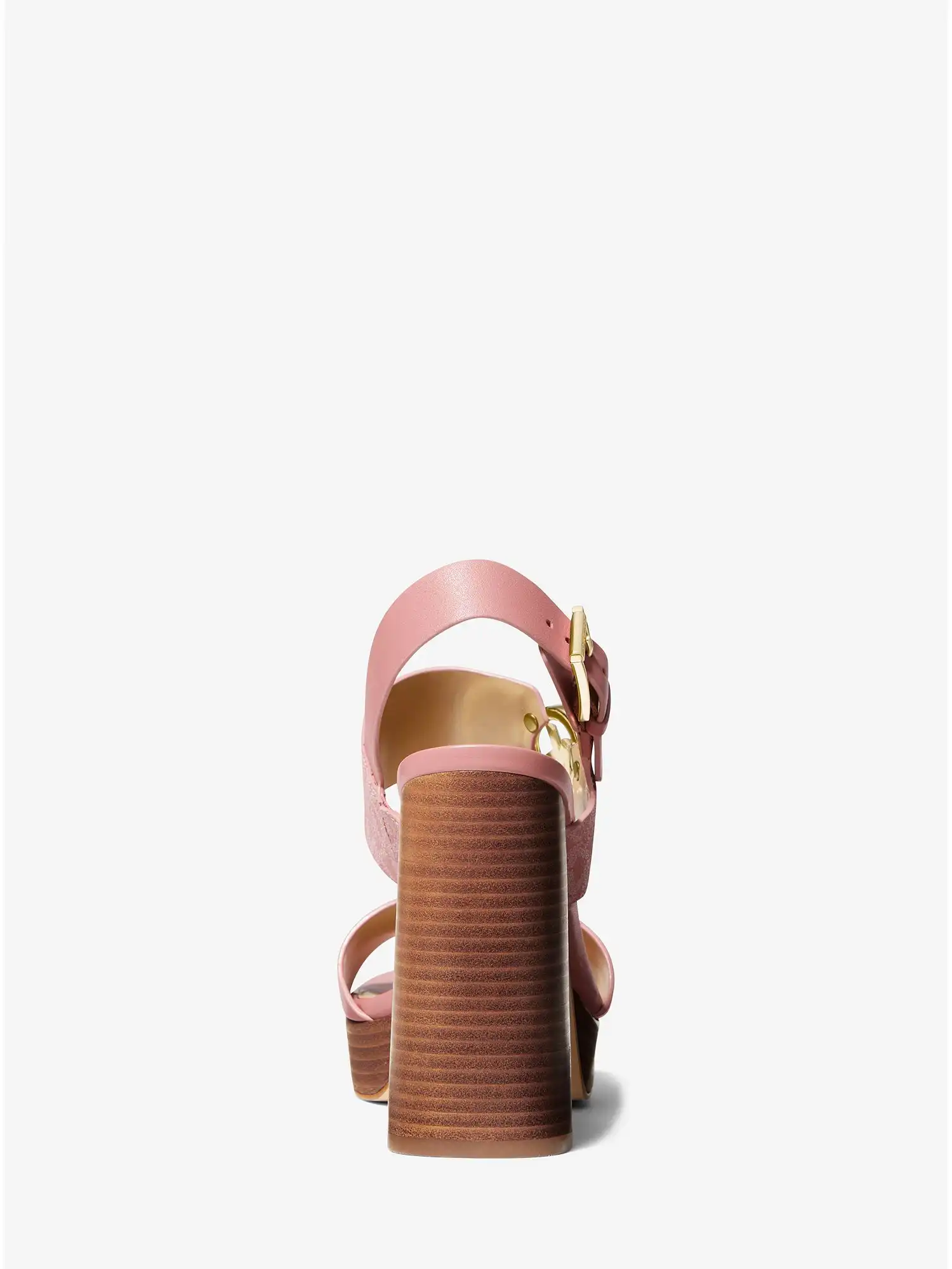 summer leather and logo platform sandal rose