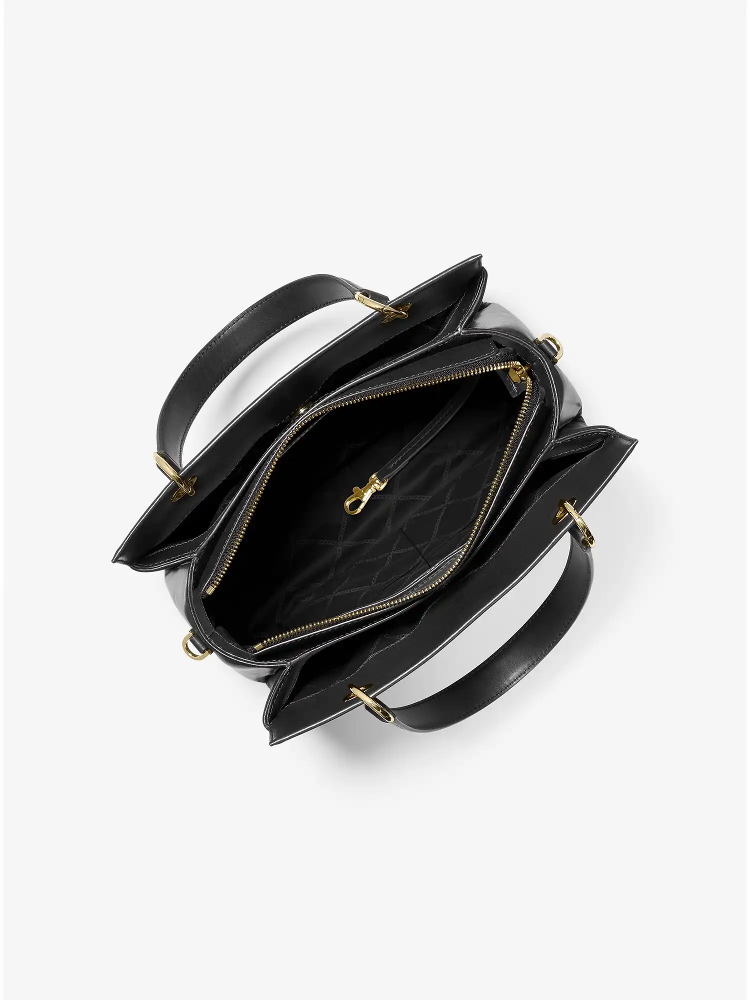 susan medium quilted leather satchel black