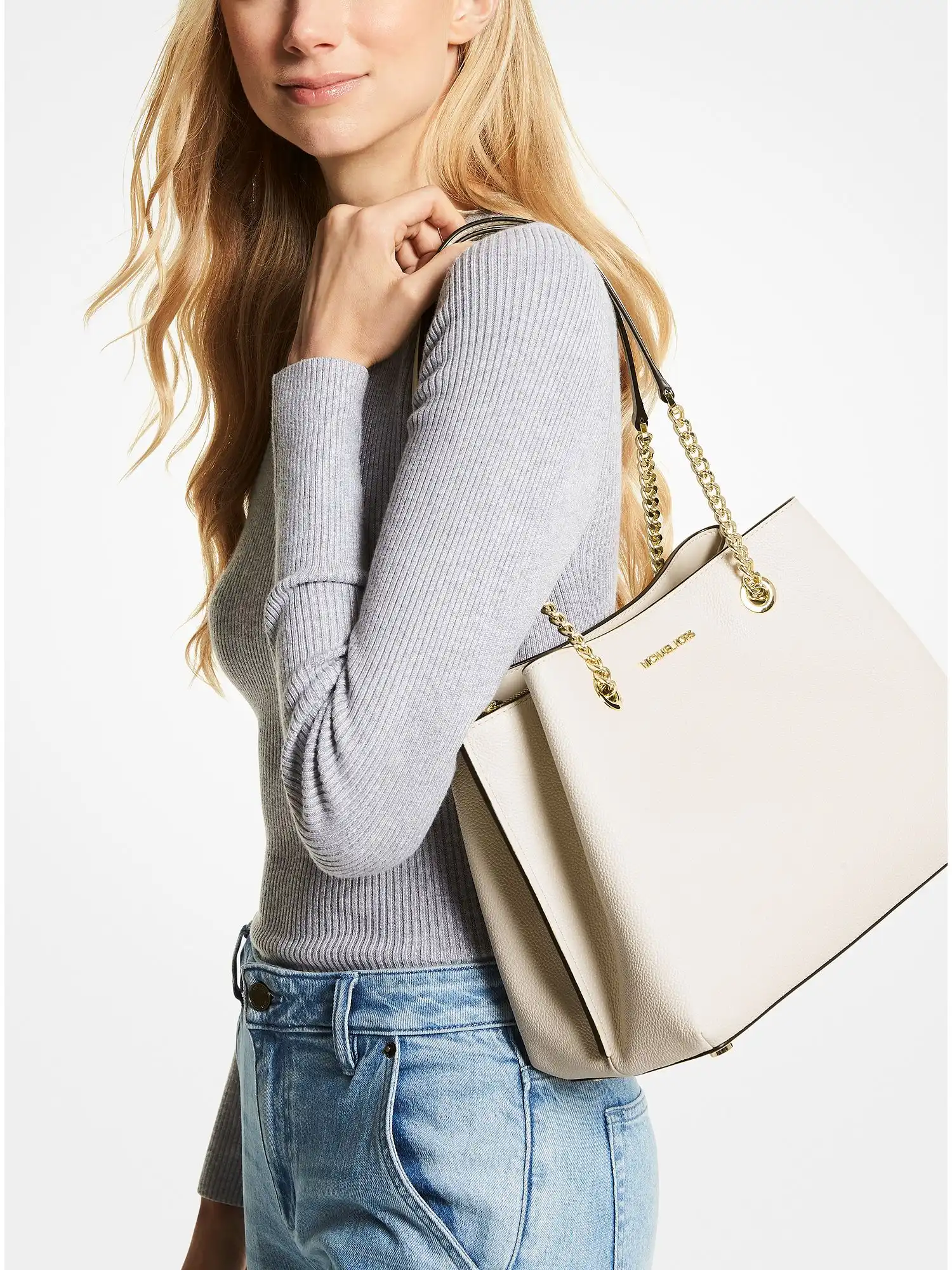 teagan large pebbled leather shoulder bag lt cream