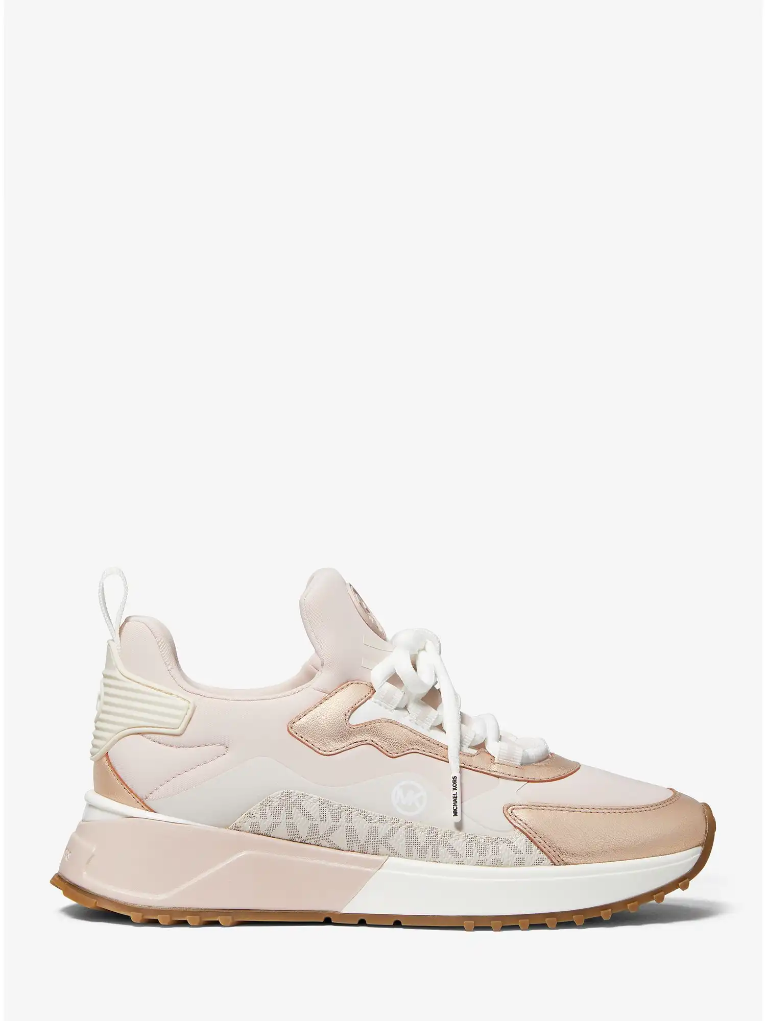 theo metallic mixed media trainer soft pink