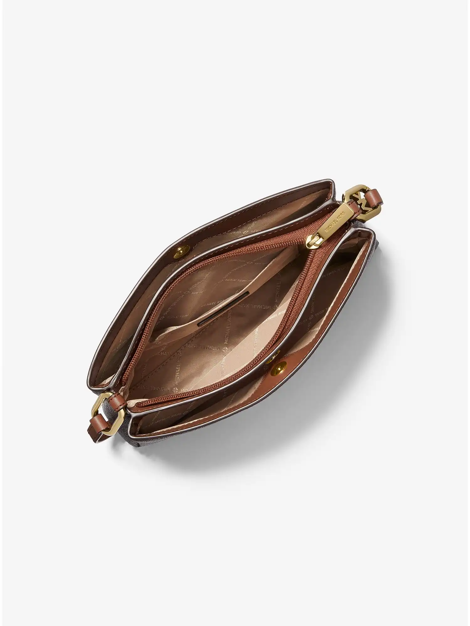 trisha medium logo crossbody bag brown