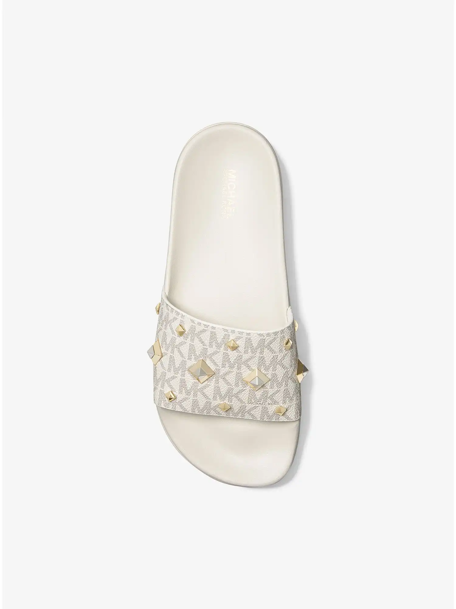 tyra studded logo slide sandal vanilla