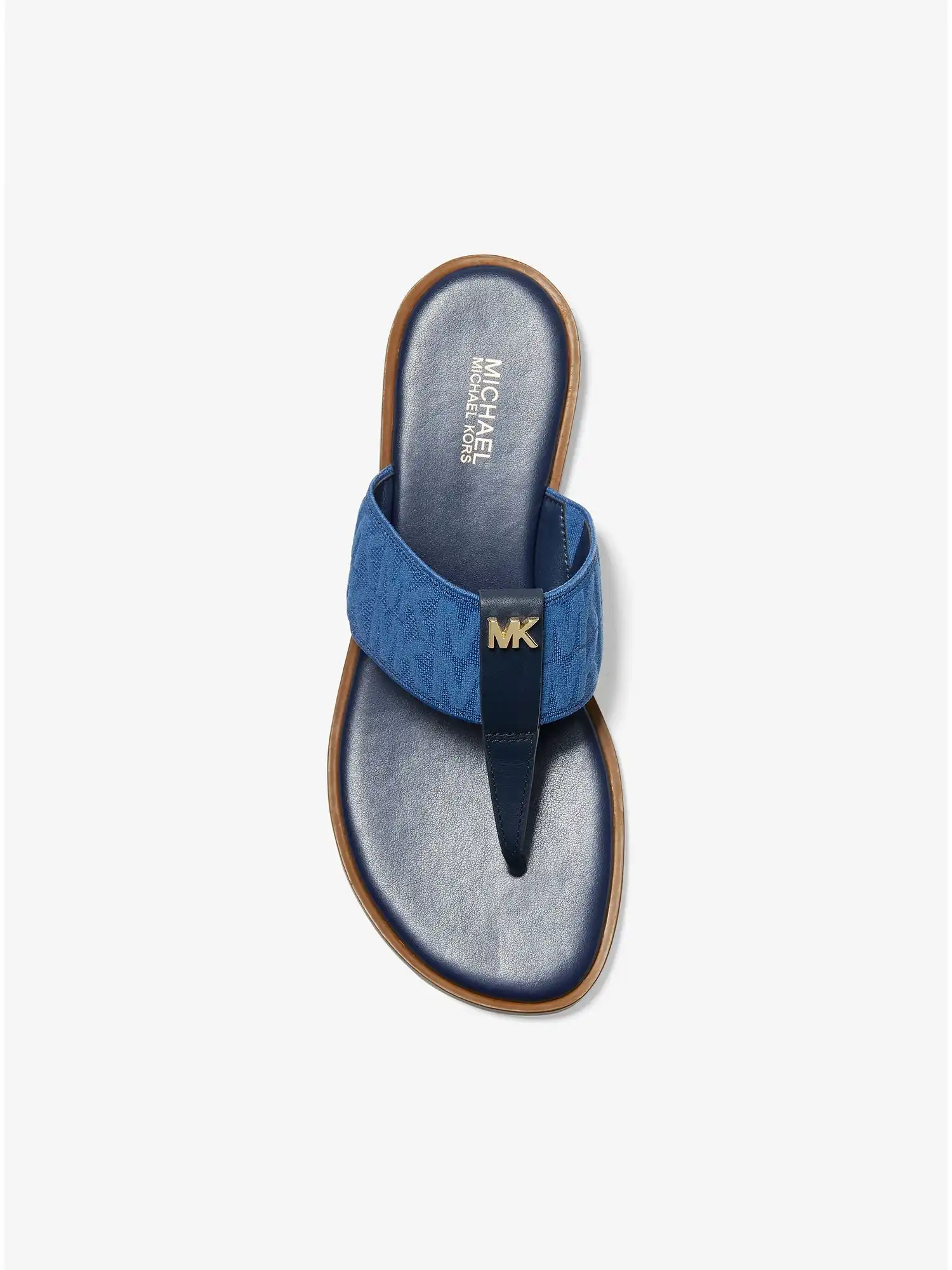 verity logo and leather sandal denim